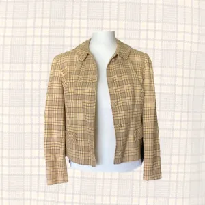 1970s Yellow Plaid Short Wool Jacket or Blazer by Pendleton. 2020 Fall Fashion Trend Vintage Style.