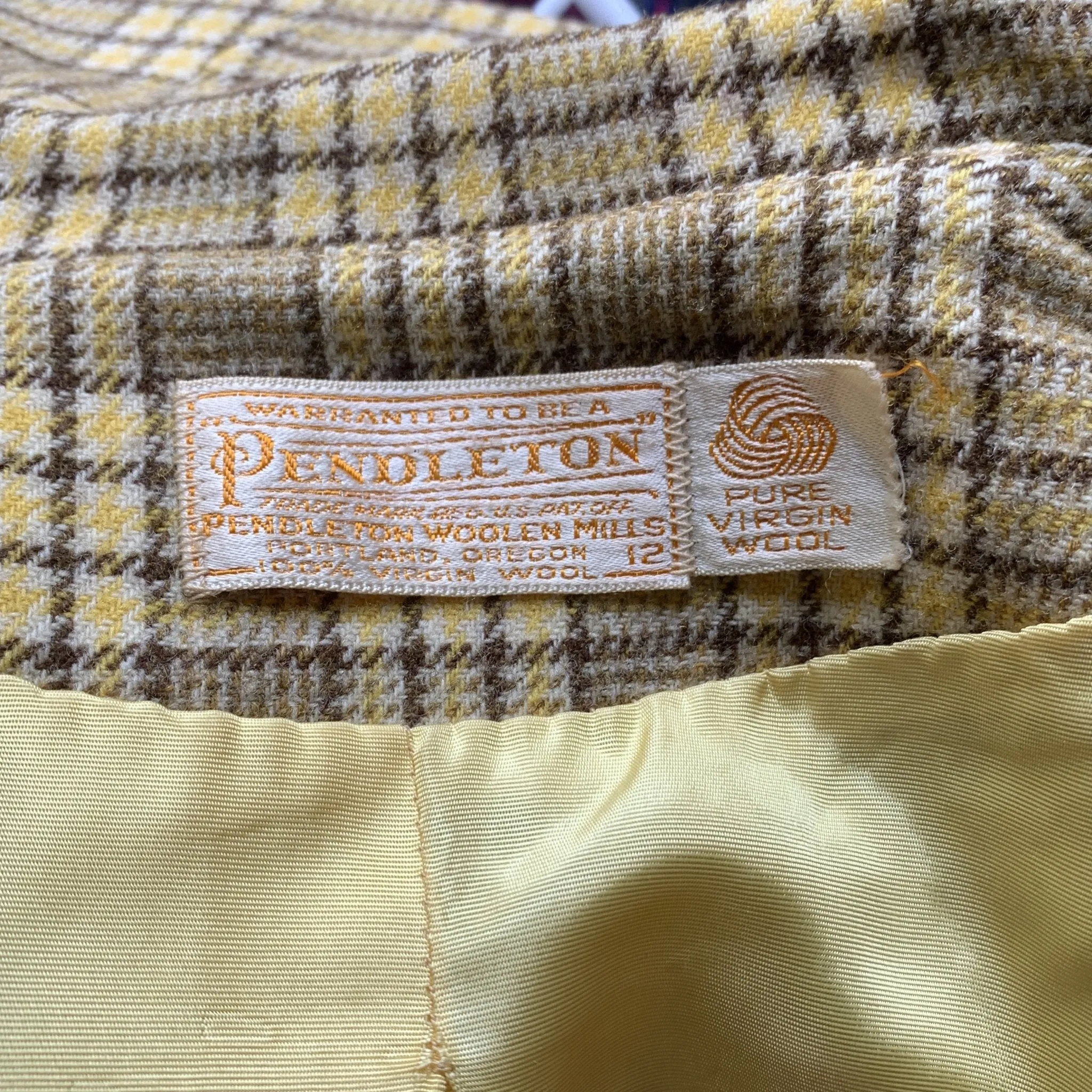 1970s Yellow Plaid Short Wool Jacket or Blazer by Pendleton. 2020 Fall Fashion Trend Vintage Style.