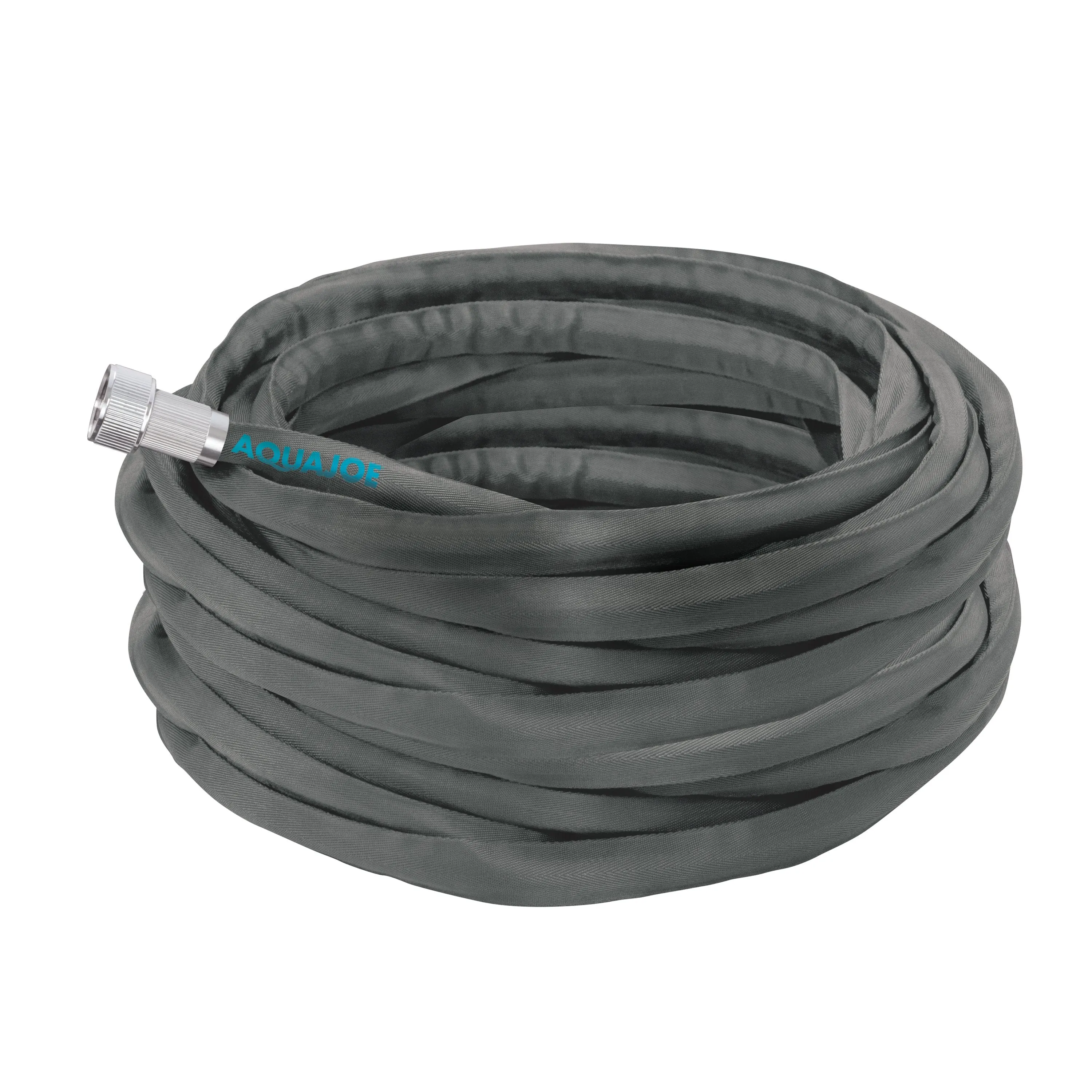 Aqua Joe AJFJH100-PRO Ultra Flexible Kink Free Fiberjacket Garden Hose | 100-Foot | Metal Fittings