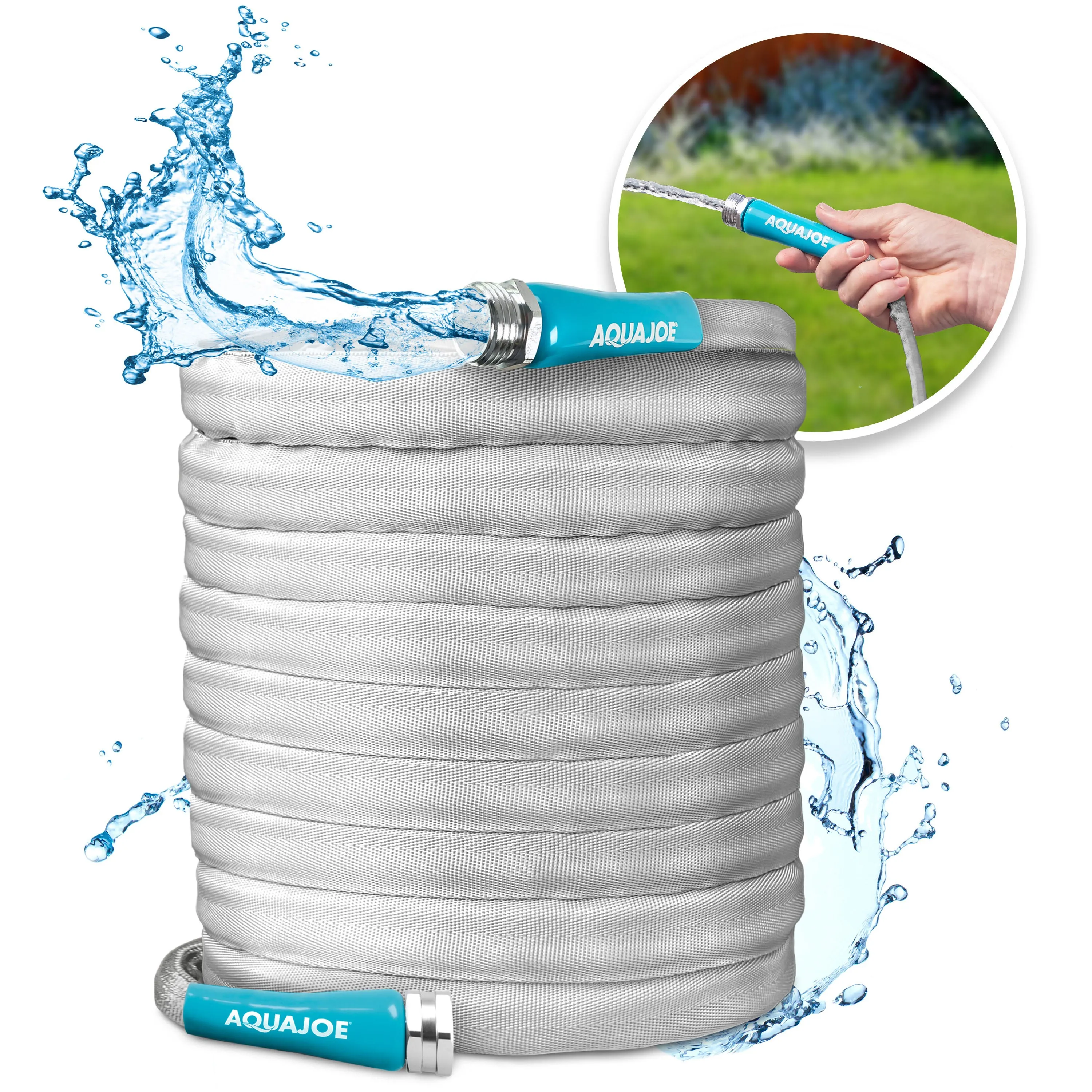 Aqua Joe AJFJH100-PRX Xtreme Fiberjacket Garden Hose | 100-Foot | Metal Fittings