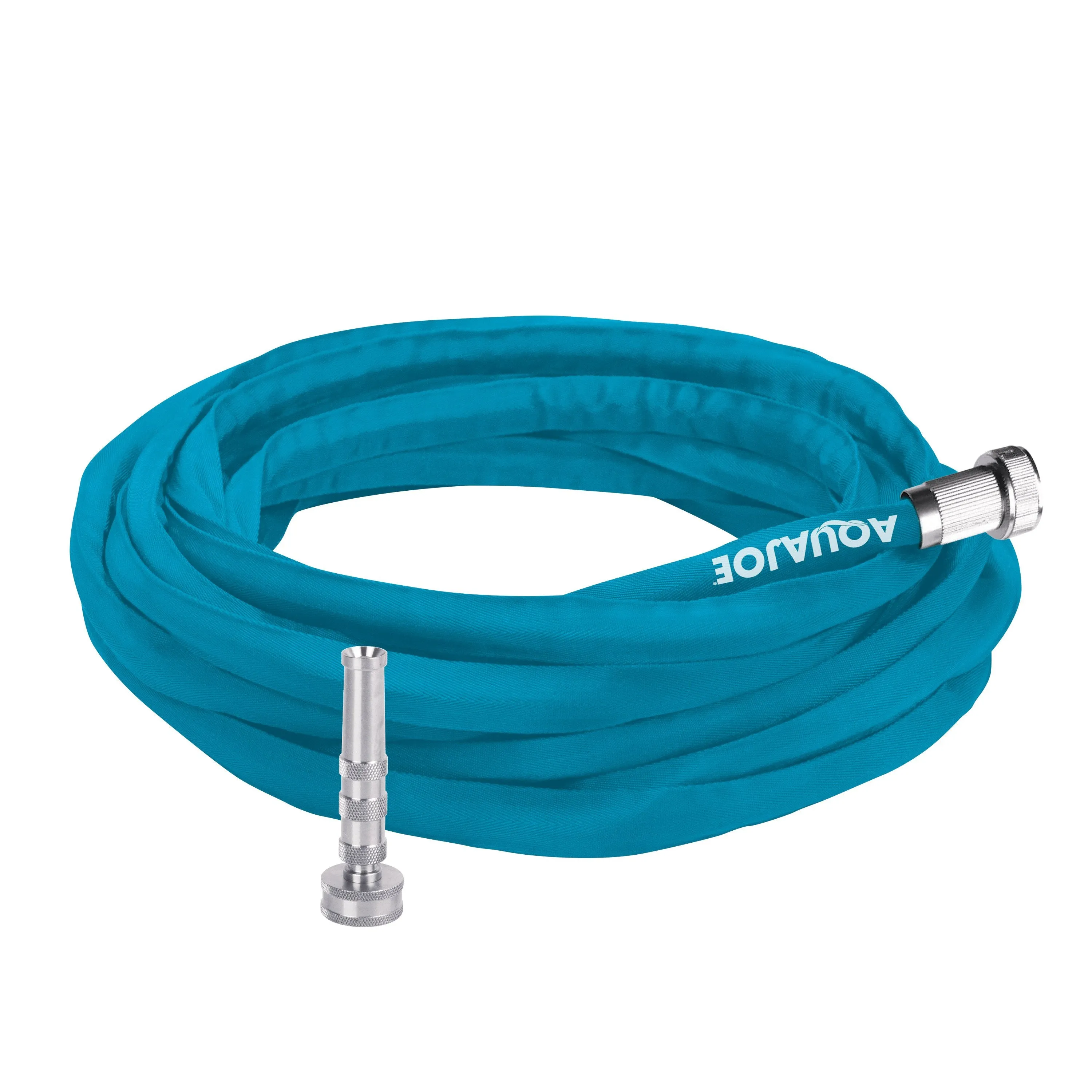 Aqua Joe AJFJH50-PRO-SJB Ultra Flexible Kink Free Fiberjacket Garden Hose | 50-Foot | Metal Fittings | Metal Twist Nozzle Included (Blue)