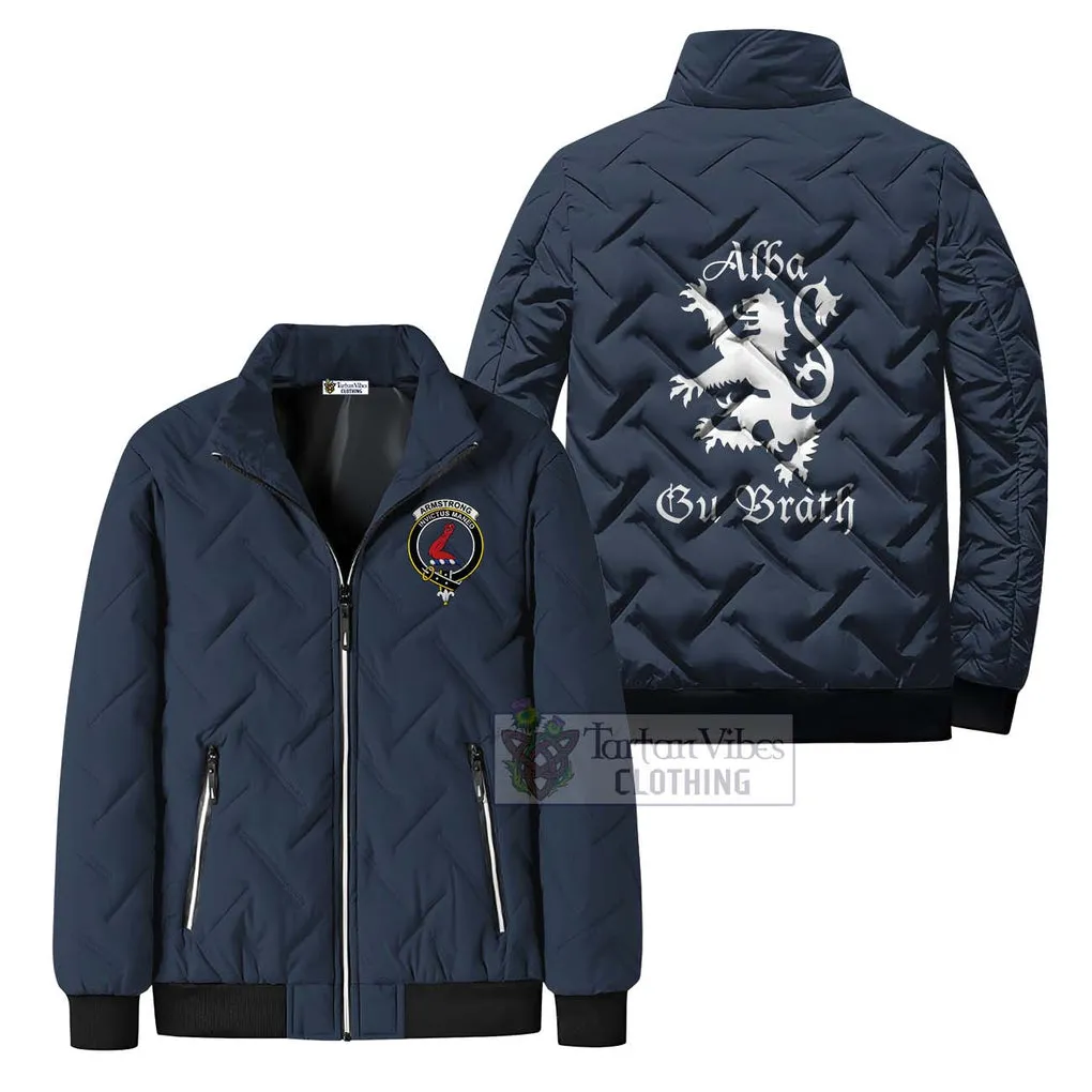 Armstrong Family Crest Padded Cotton Jacket Lion Rampant Alba Gu Brath Style