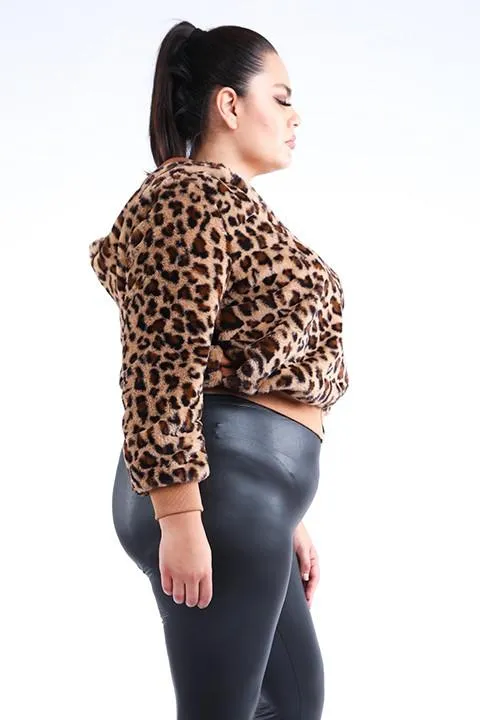 Been Hot Cheetah Faux Fur Bomber Jacket With Hood