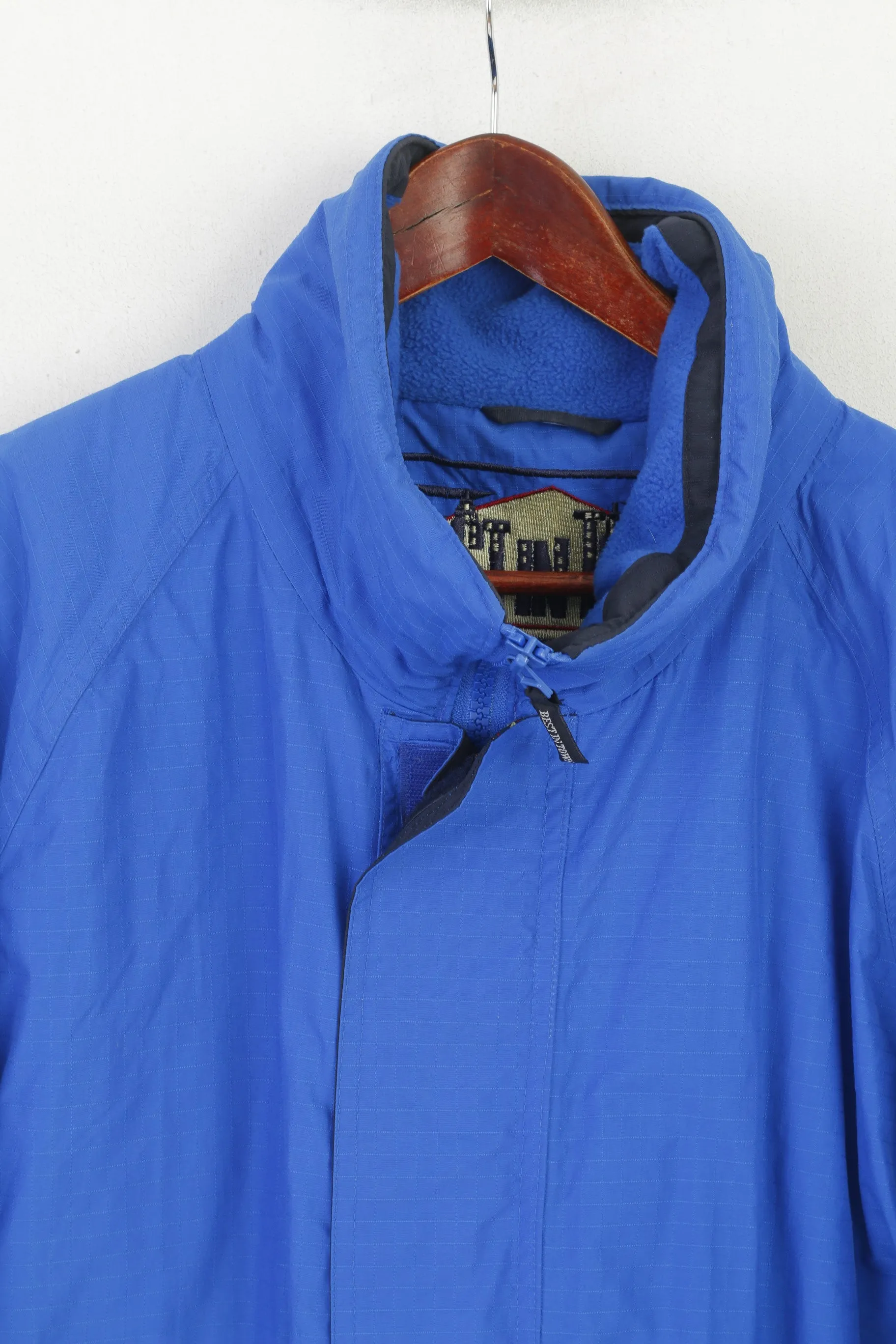 Best In Town Pro Men XL Ski Jacket Blue Padded Nylon Waterproof Zip Up Winter Top