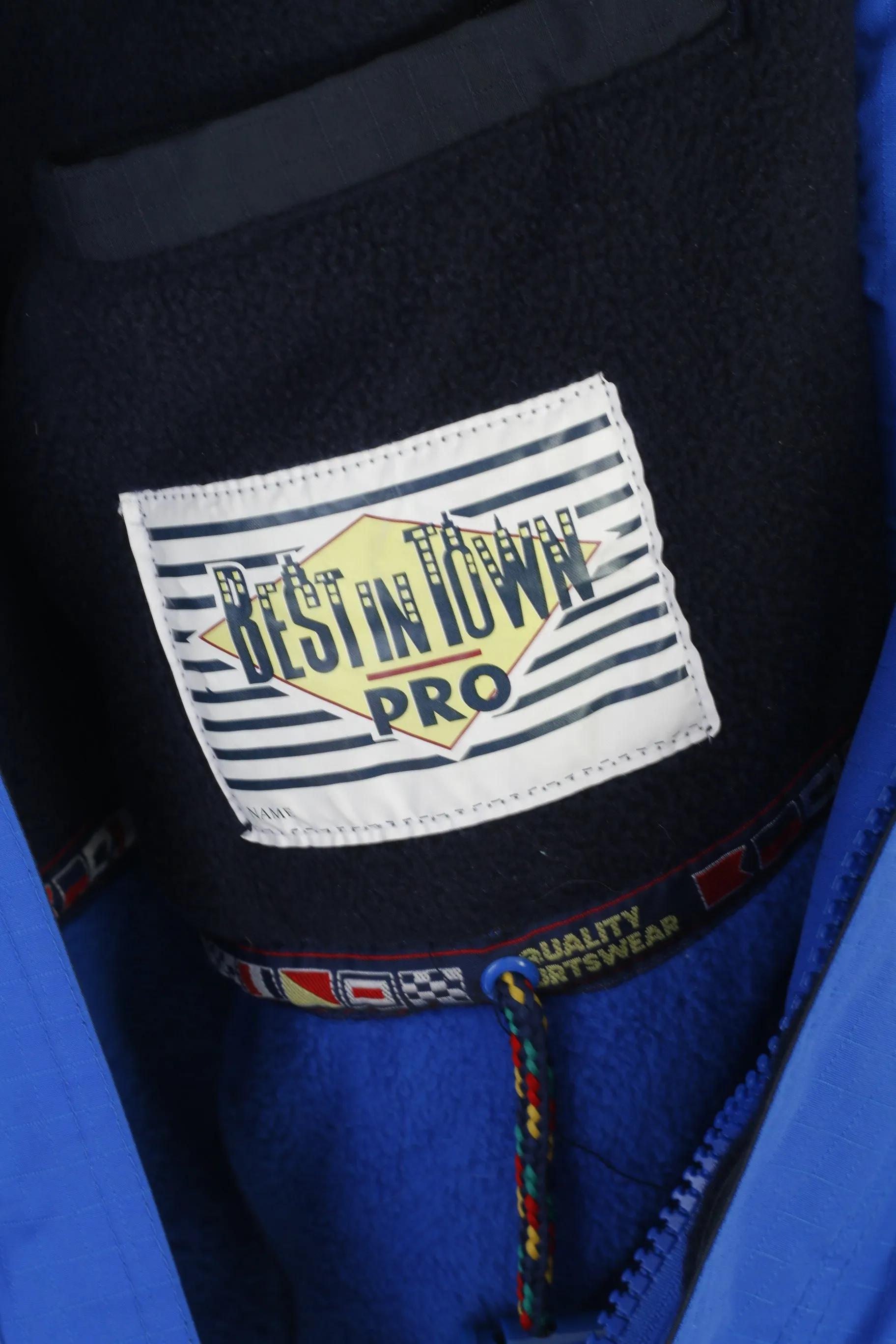 Best In Town Pro Men XL Ski Jacket Blue Padded Nylon Waterproof Zip Up Winter Top