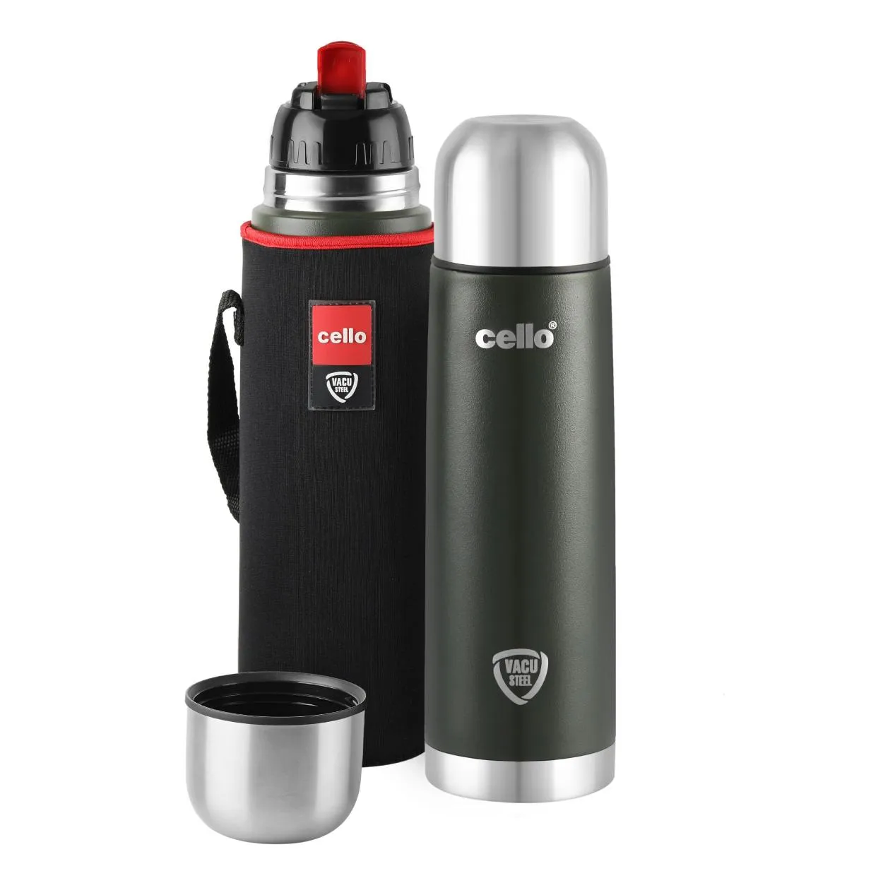 Duro Flip Flask, Vacusteel Water Bottle with Thermal Jacket, 500ml