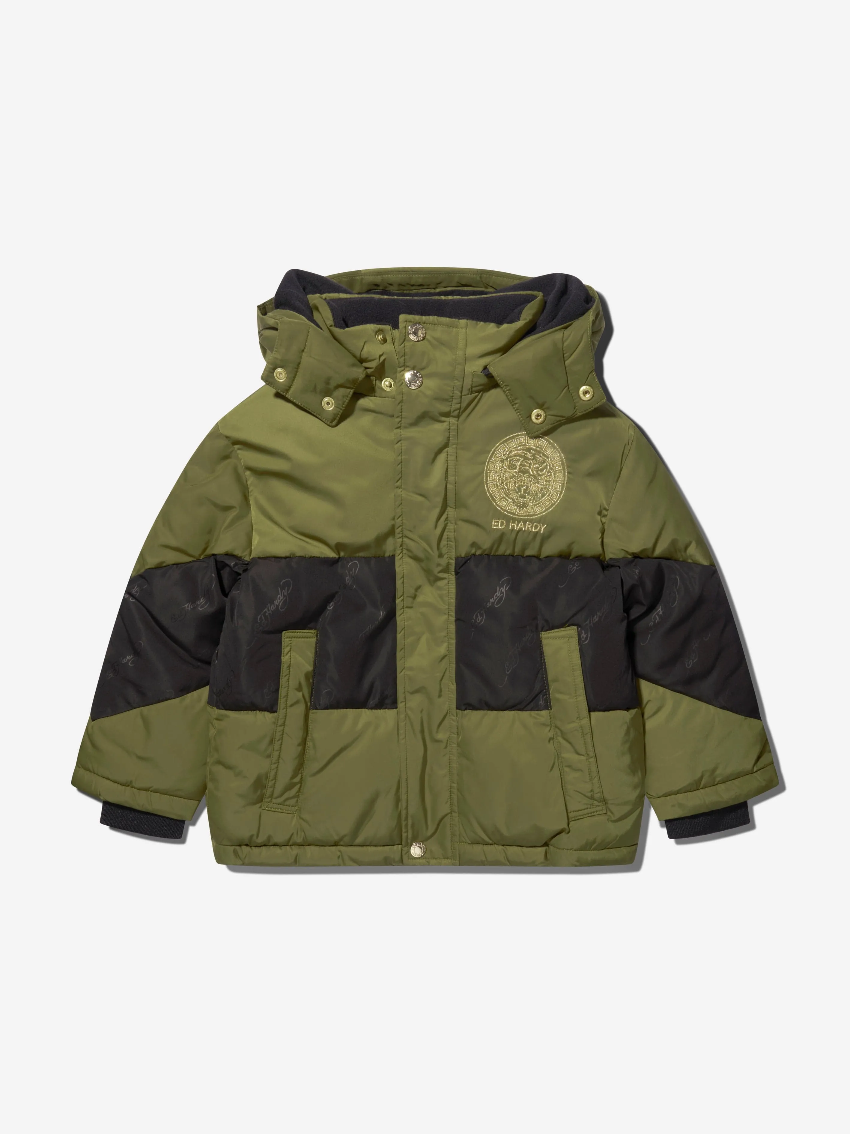 ED Hardy Boys Puffer Jacket in Green