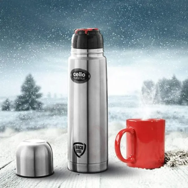 Flipstyle Flask, Vacusteel Water Bottle with Thermal Jacket, 350ml