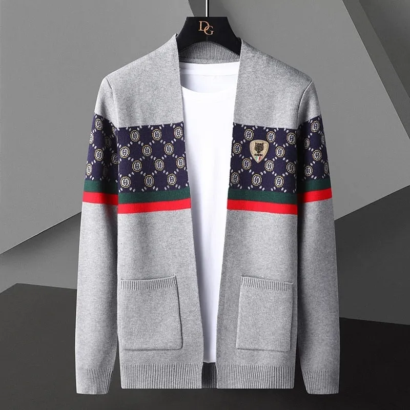 Geometric Pattern Acrylic Polyester Cardigan