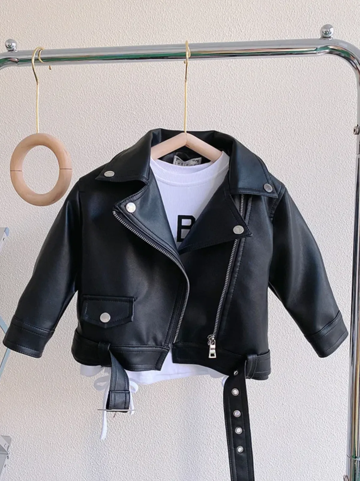 Girls Trendy Faux Leather Biker Jacket