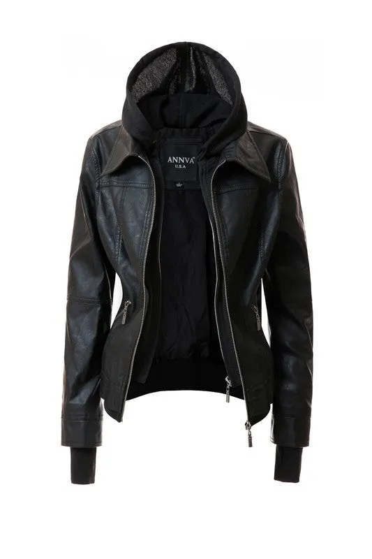 Hooded PU Leather Jacket *Online Only*