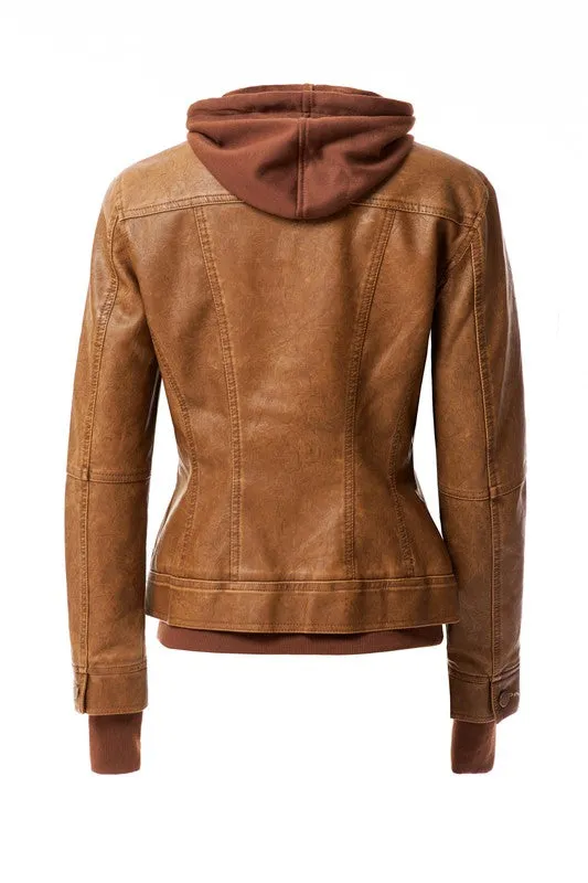 Hooded PU Leather Jacket *Online Only*