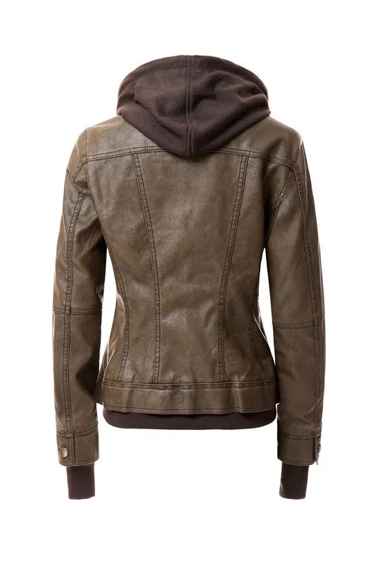 Hooded PU Leather Jacket *Online Only*