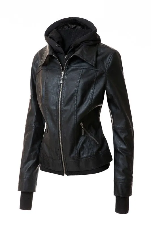 Hooded PU Leather Jacket *Online Only*