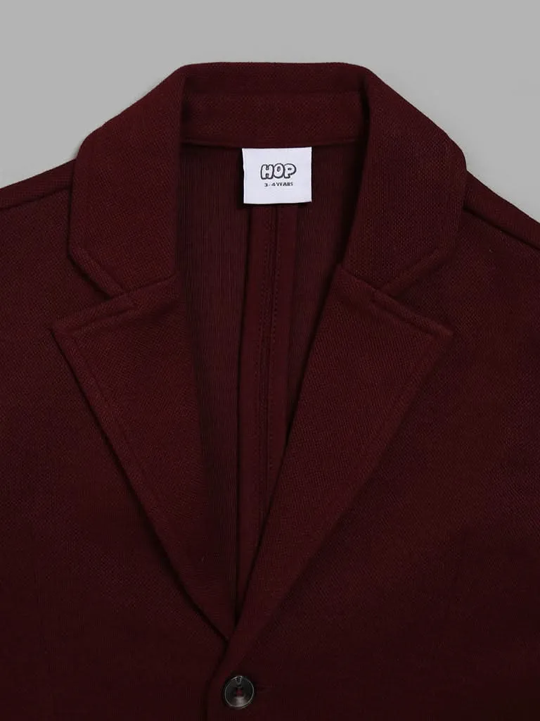 HOP Kids Solid Burgundy Blazer