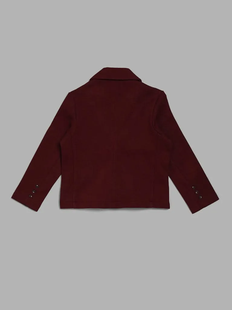 HOP Kids Solid Burgundy Blazer