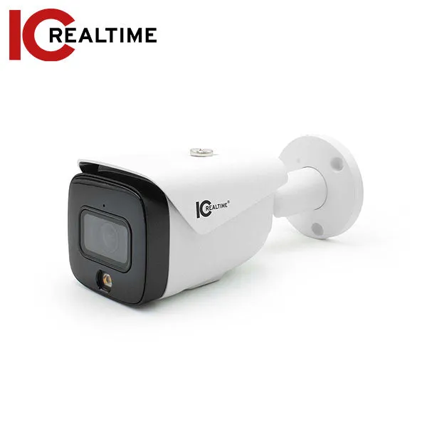 IC Realtime - IPMX-B40F-W1-LED / 4MP IP AI Series Indoor/Outdoor Mid Size Bullet Camera / 2.8mm Fixed Lens (103° AOV) / 98 Feet Warm Light LED / POE Capable