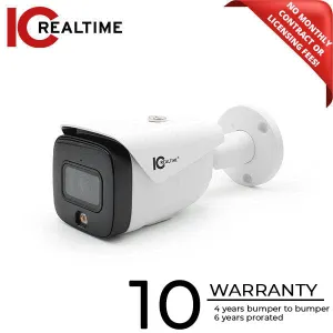 IC Realtime - IPMX-B40F-W1-LED / 4MP IP AI Series Indoor/Outdoor Mid Size Bullet Camera / 2.8mm Fixed Lens (103° AOV) / 98 Feet Warm Light LED / POE Capable