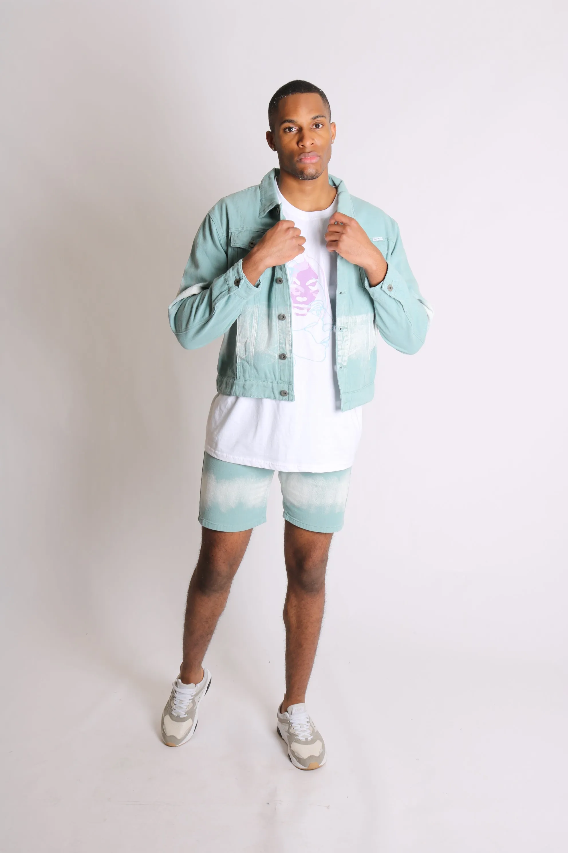 Ice Cream Sage Tie Dye Oversized Denim Jacket