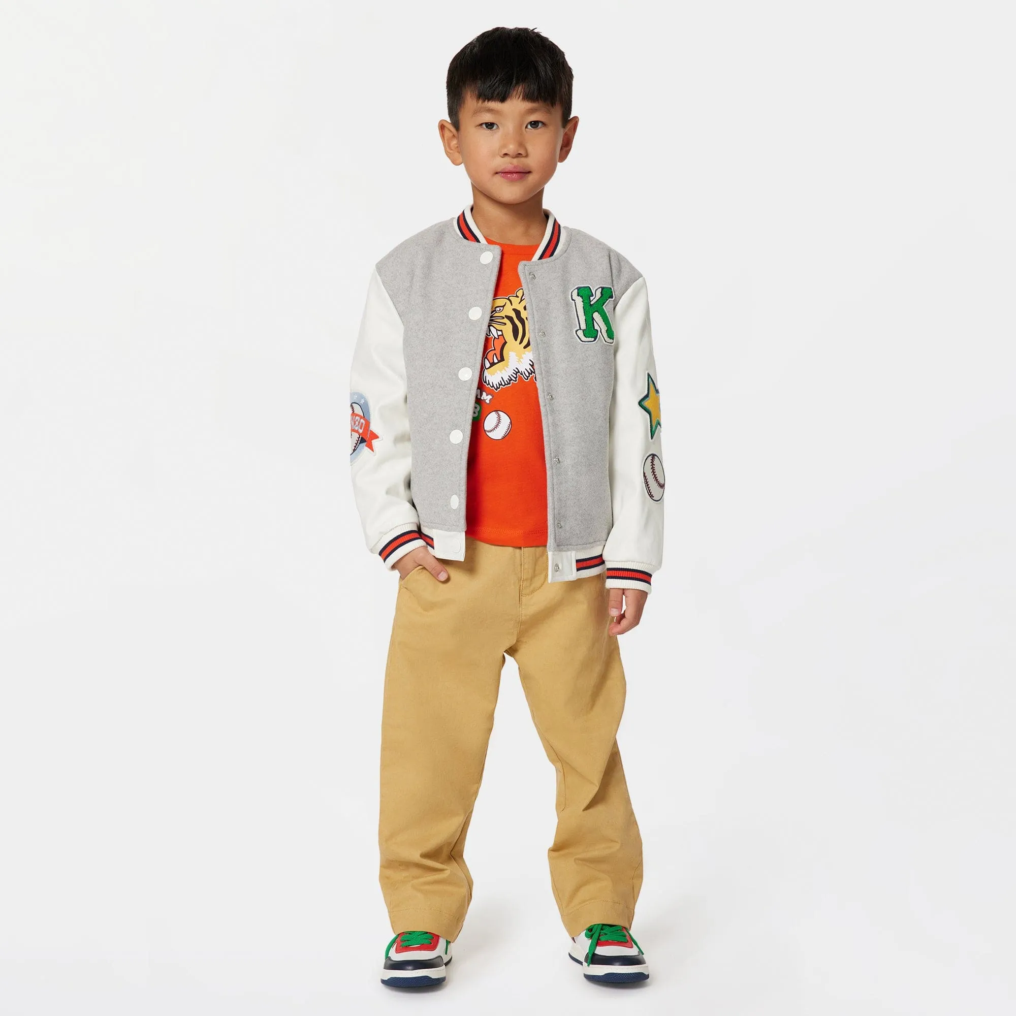 KENZO Boys Baseball Jacket in Grey