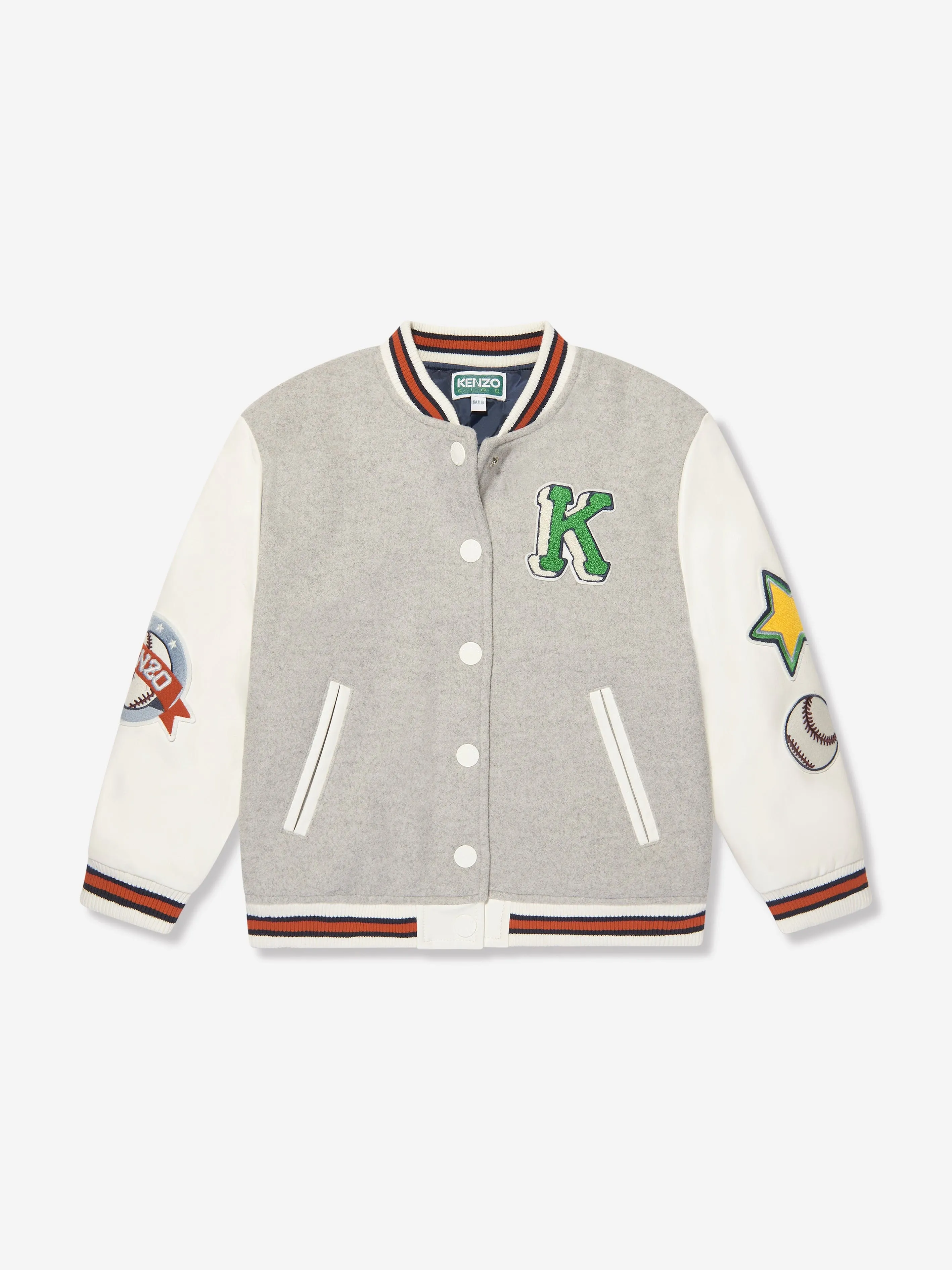 KENZO Boys Baseball Jacket in Grey