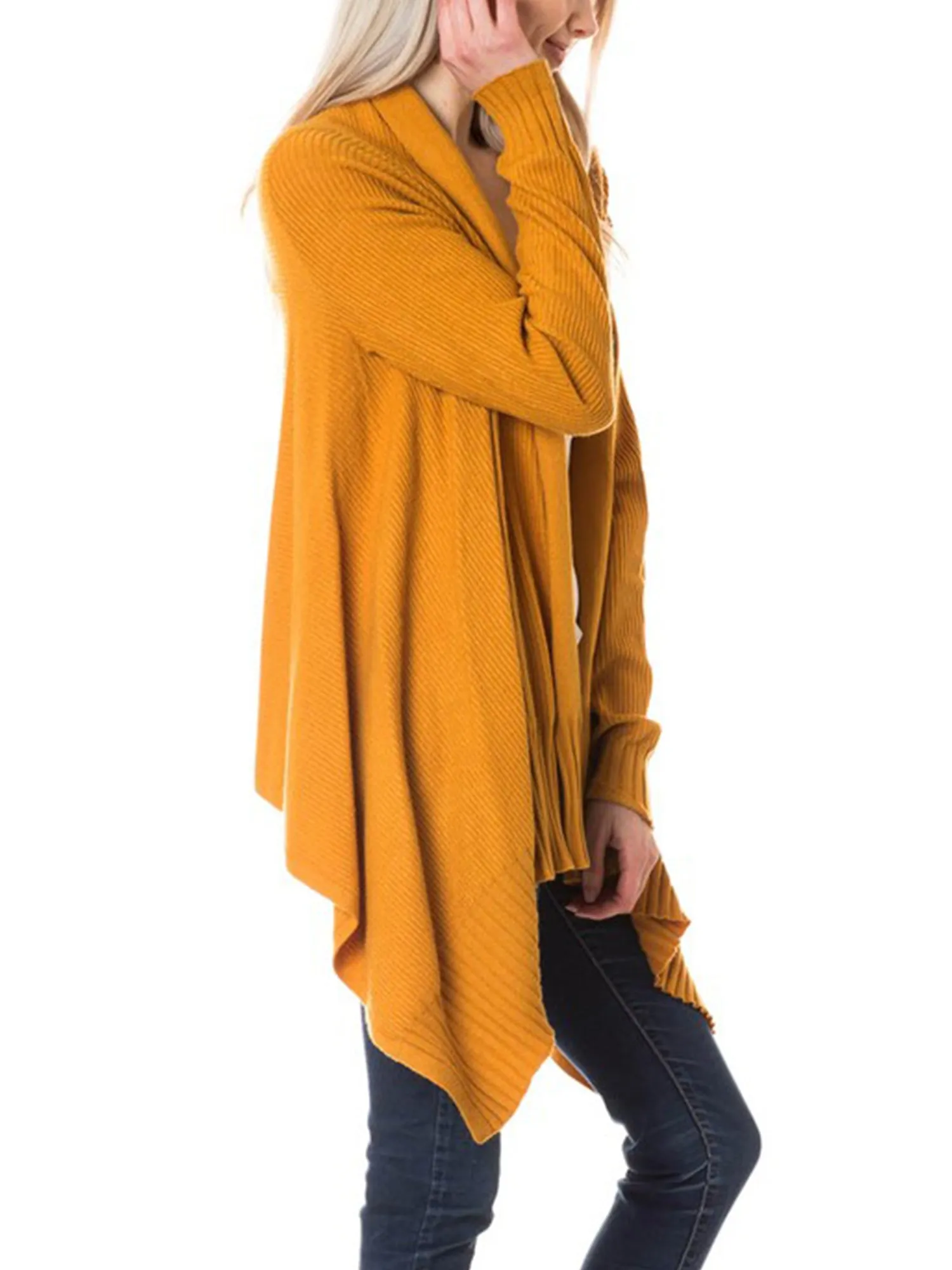 KOGMO Womens Long Asymmetrical Soft Viscose Knit Cardigan