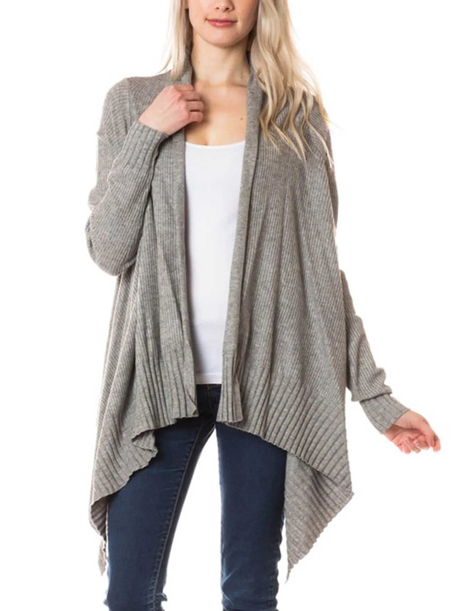 KOGMO Womens Long Asymmetrical Soft Viscose Knit Cardigan