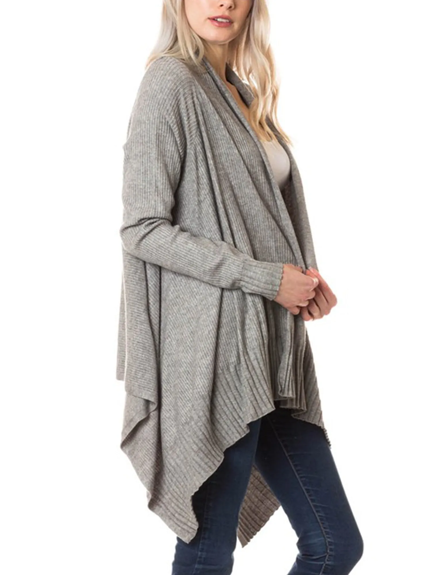 KOGMO Womens Long Asymmetrical Soft Viscose Knit Cardigan