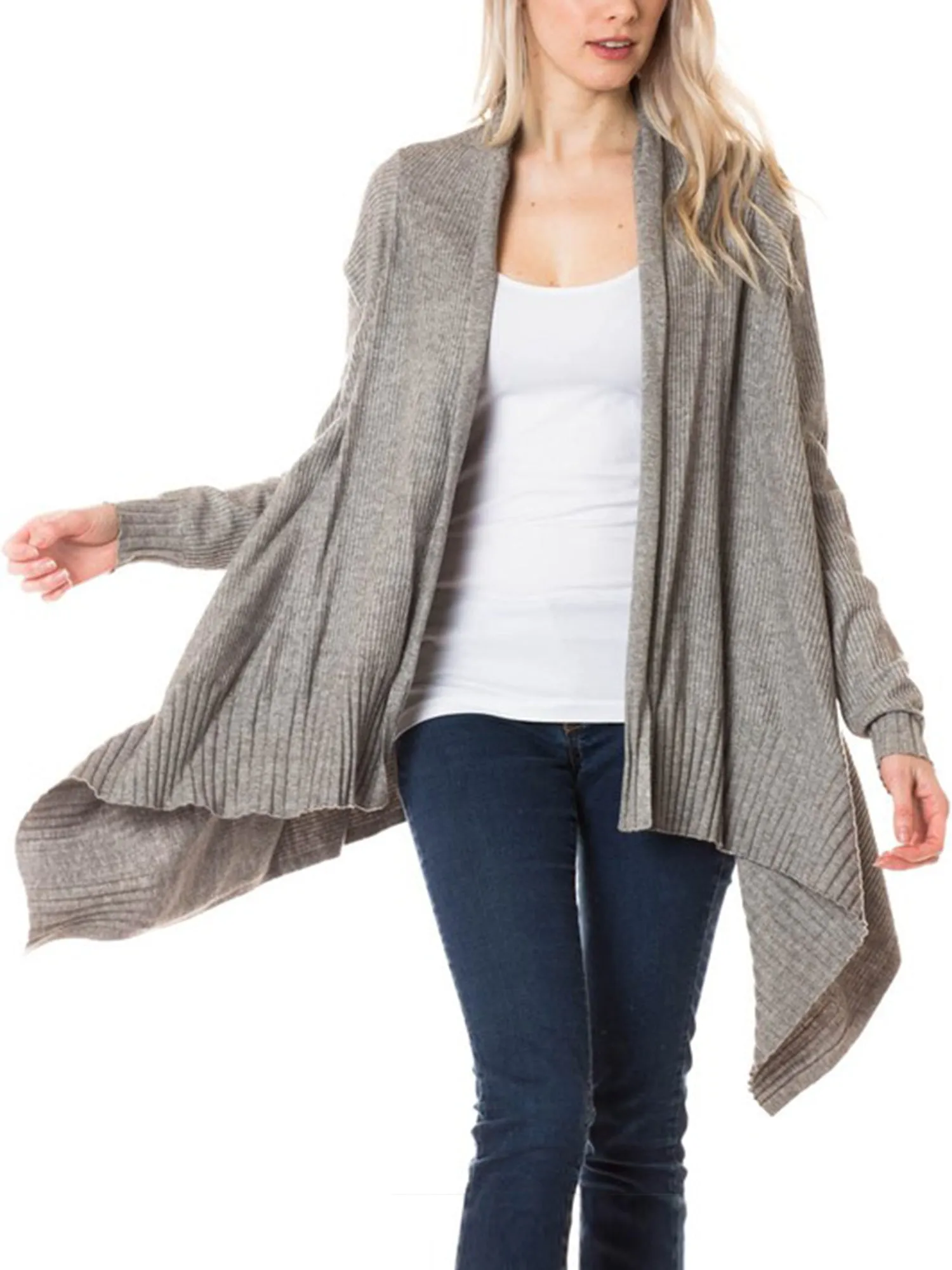 KOGMO Womens Long Asymmetrical Soft Viscose Knit Cardigan