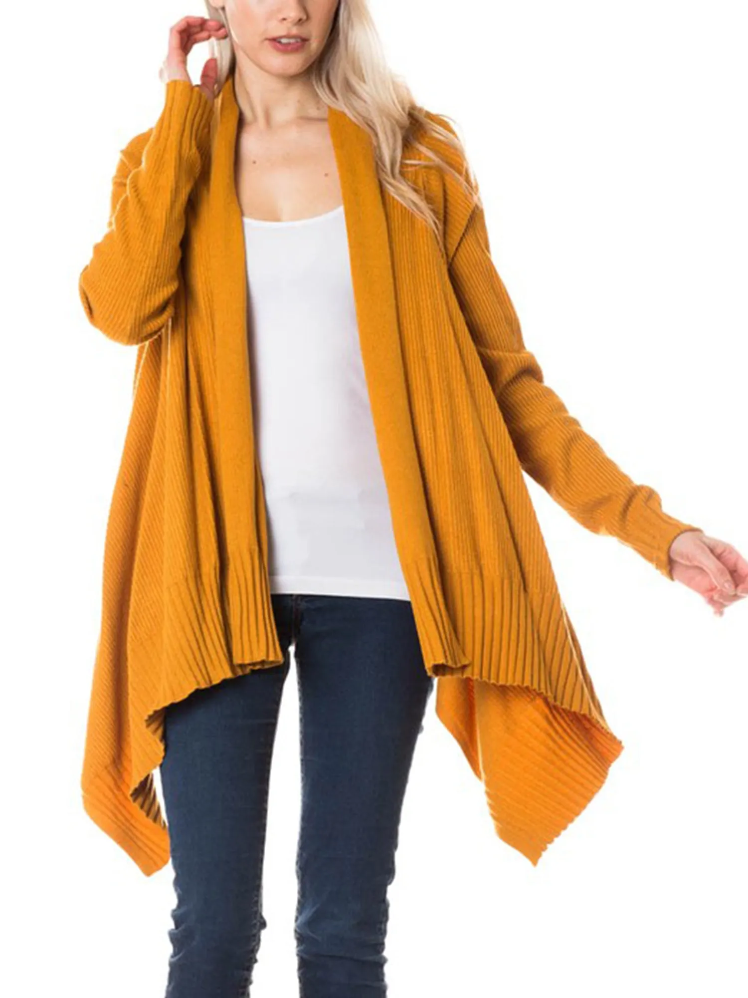 KOGMO Womens Long Asymmetrical Soft Viscose Knit Cardigan