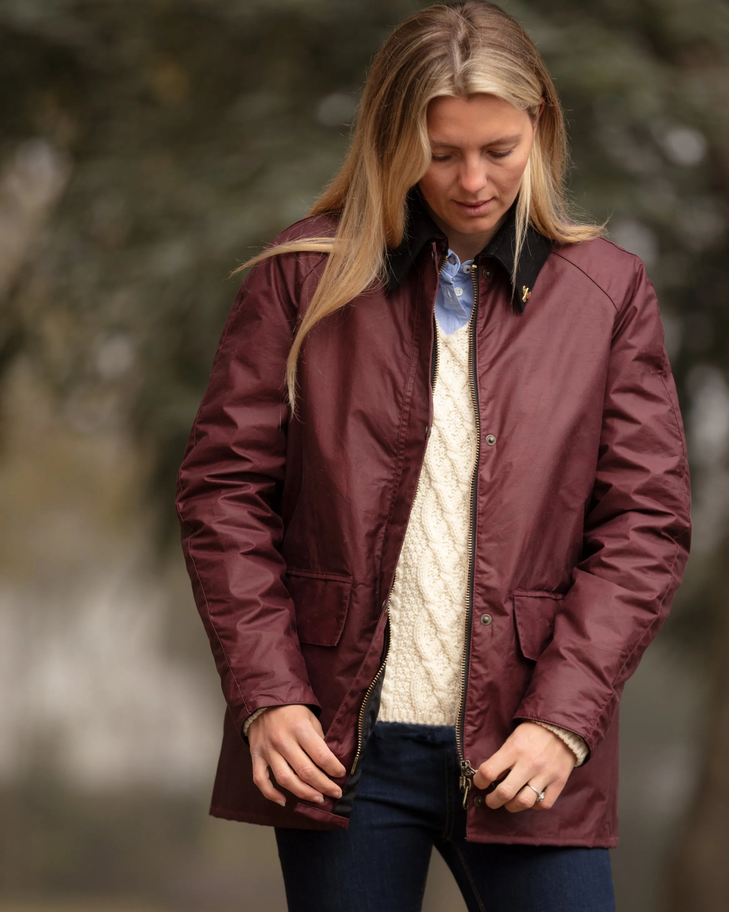 Ladies Bold Landowner Wax Walking Jacket - Burgundy