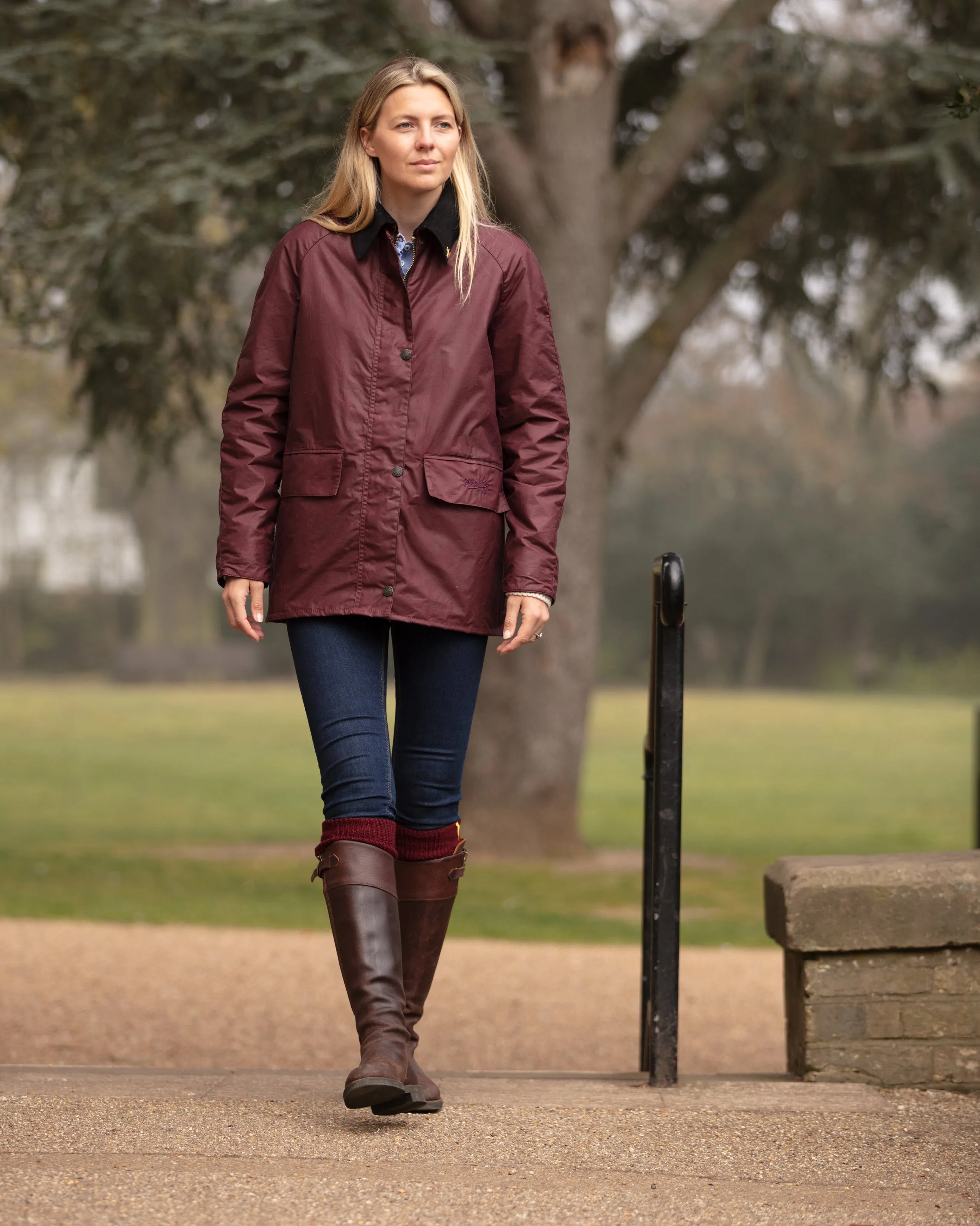 Ladies Bold Landowner Wax Walking Jacket - Burgundy