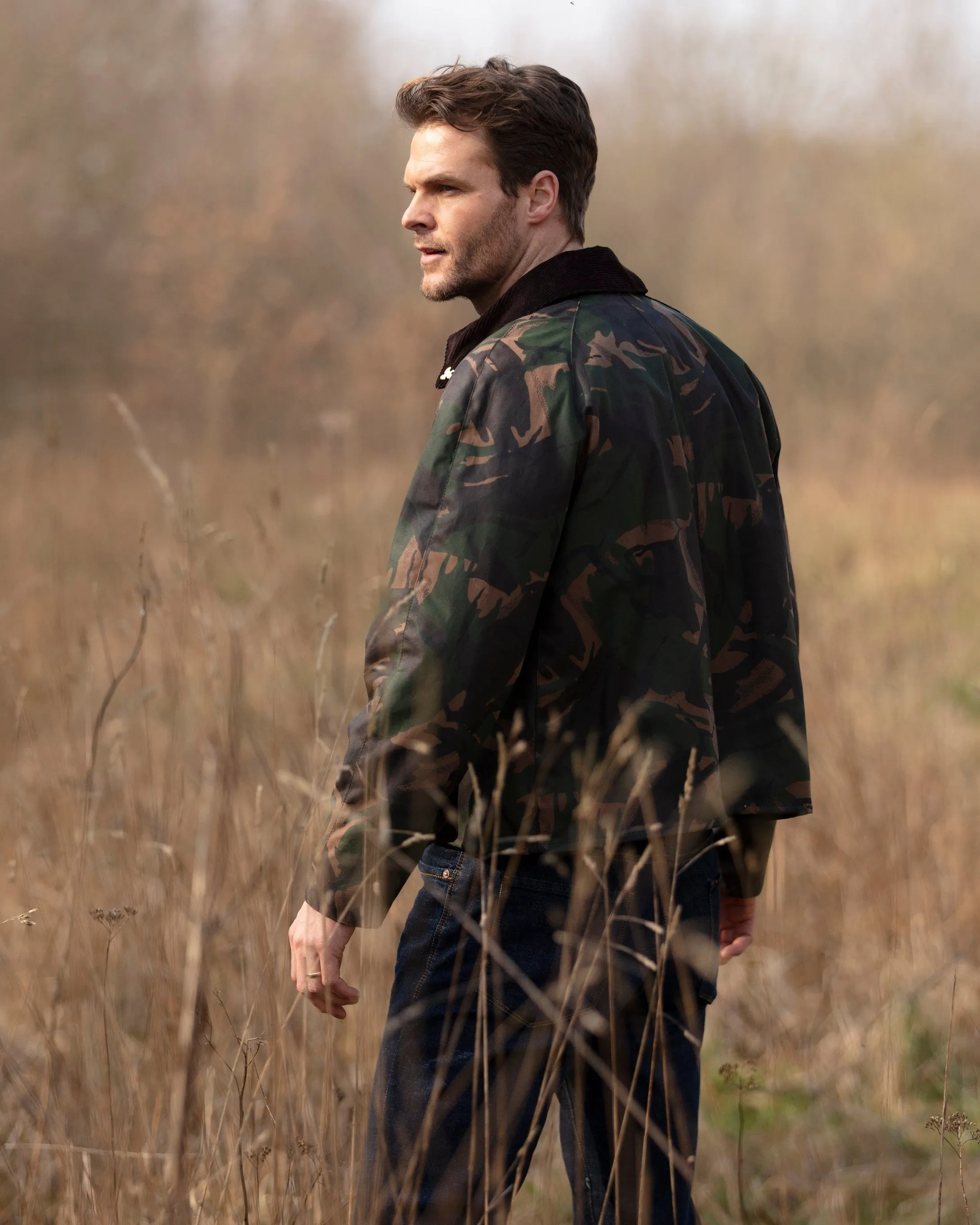 Landowner Short Wax Walking Jacket - Olive Camo