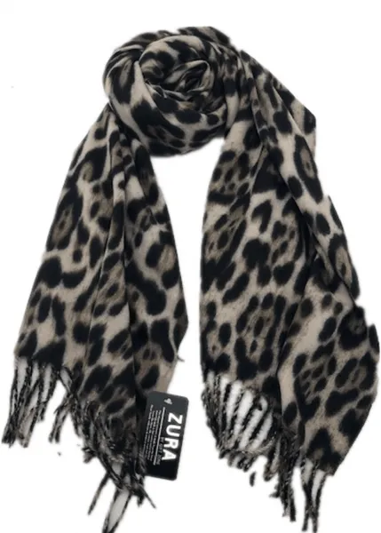 Leopard Print Shawl Wrap CASP61 Zura Cashmere Cotton