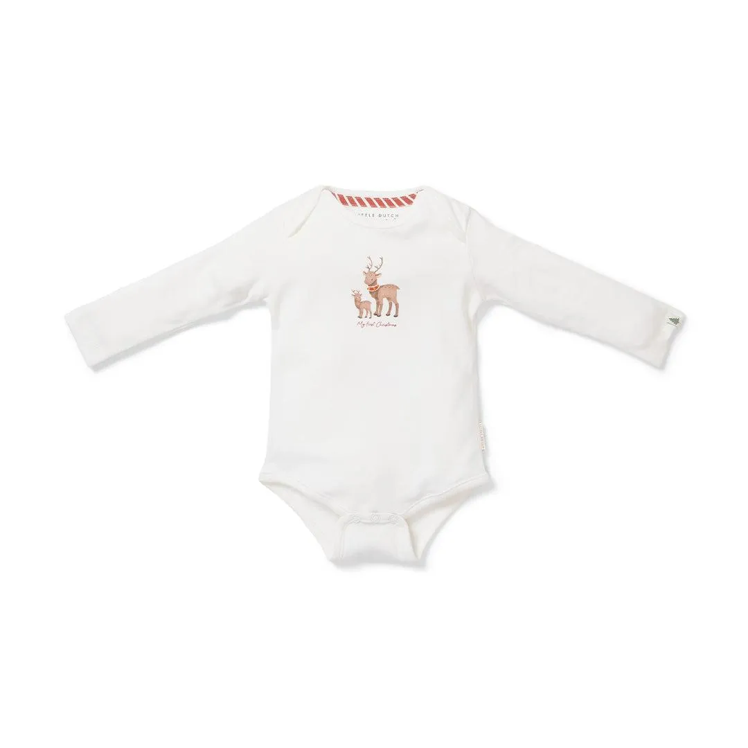 Little Dutch My First Christmas Bodysuit - Soft White