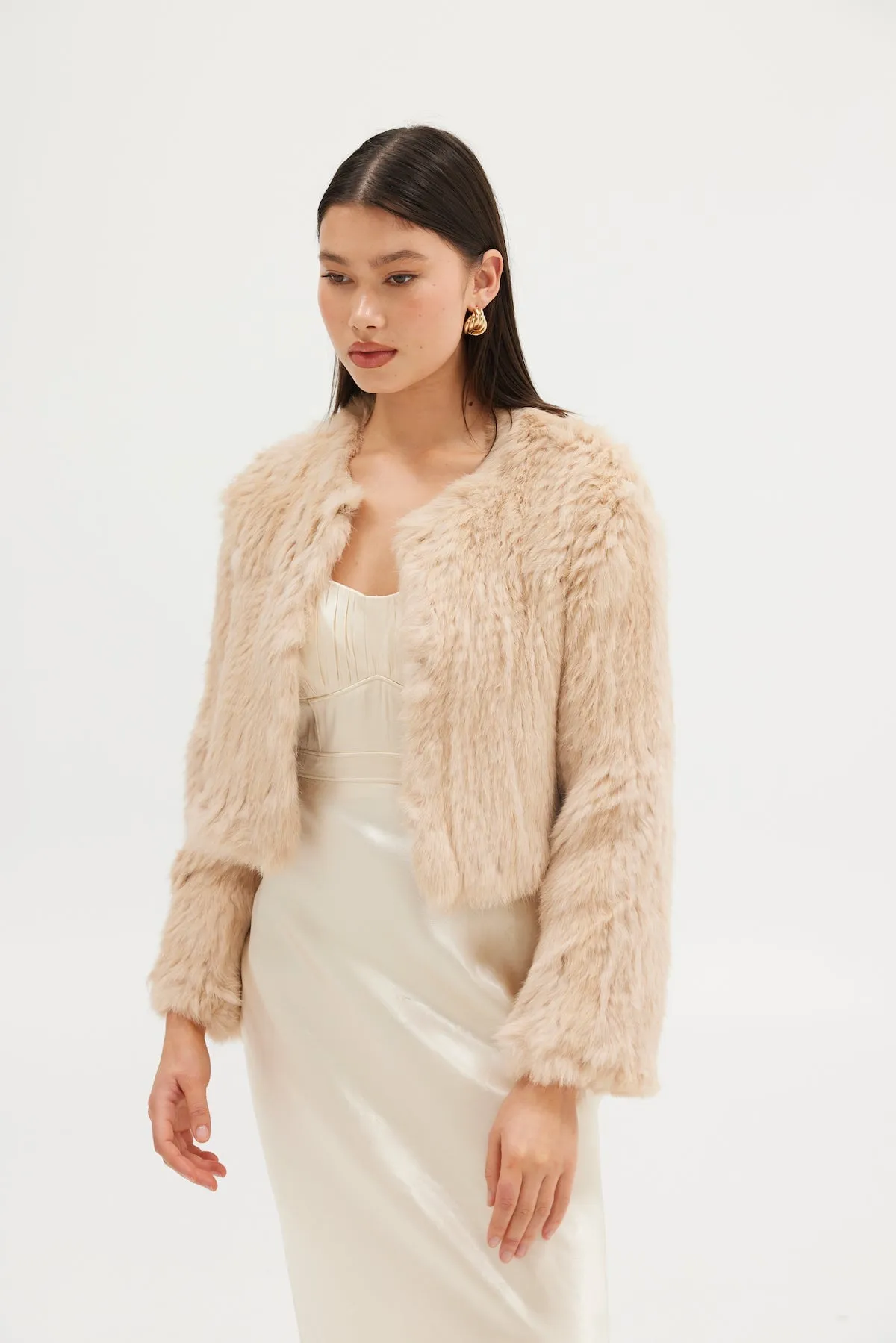 Lola Crop Jacket - Creme Brulee