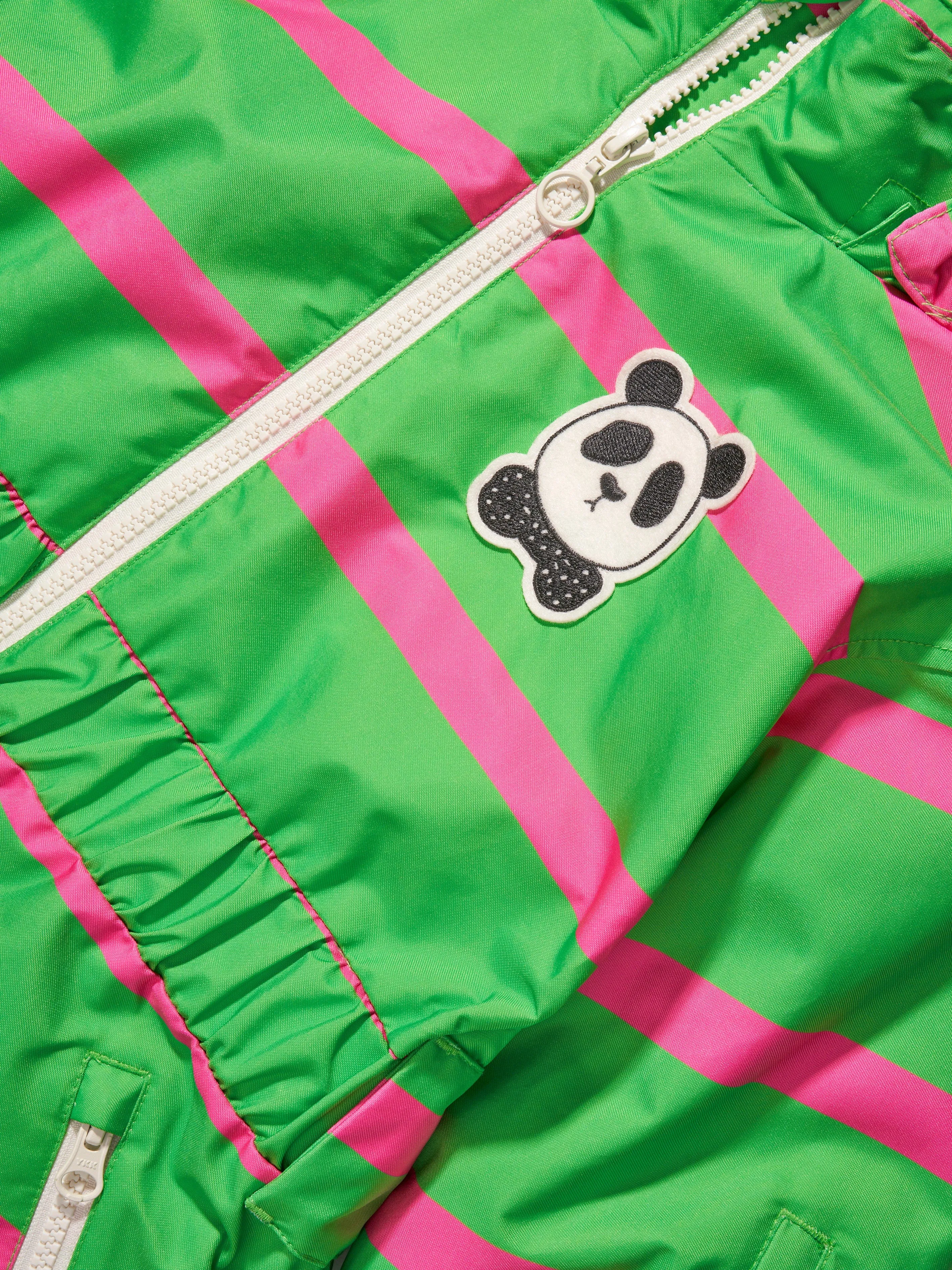 Mini Rodini Girls Panda Soft Ski Jacket in Green