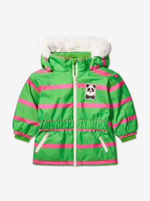 Mini Rodini Girls Panda Soft Ski Jacket in Green