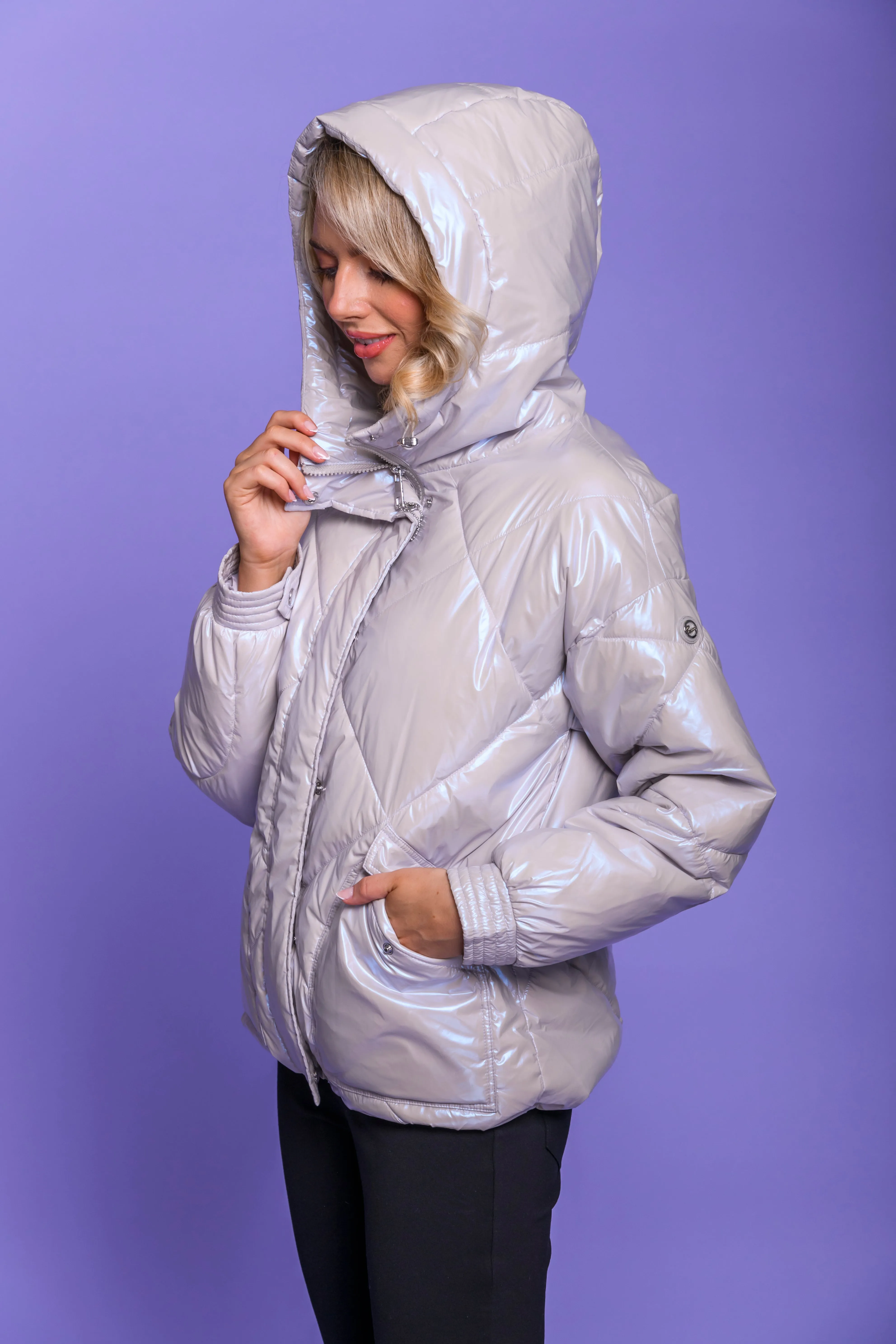 Pearl Quilted Jacket-Silver