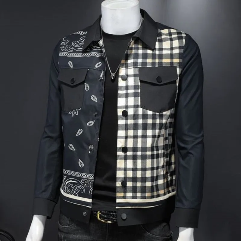 Plaid and Paisley Black Polyester Jacket