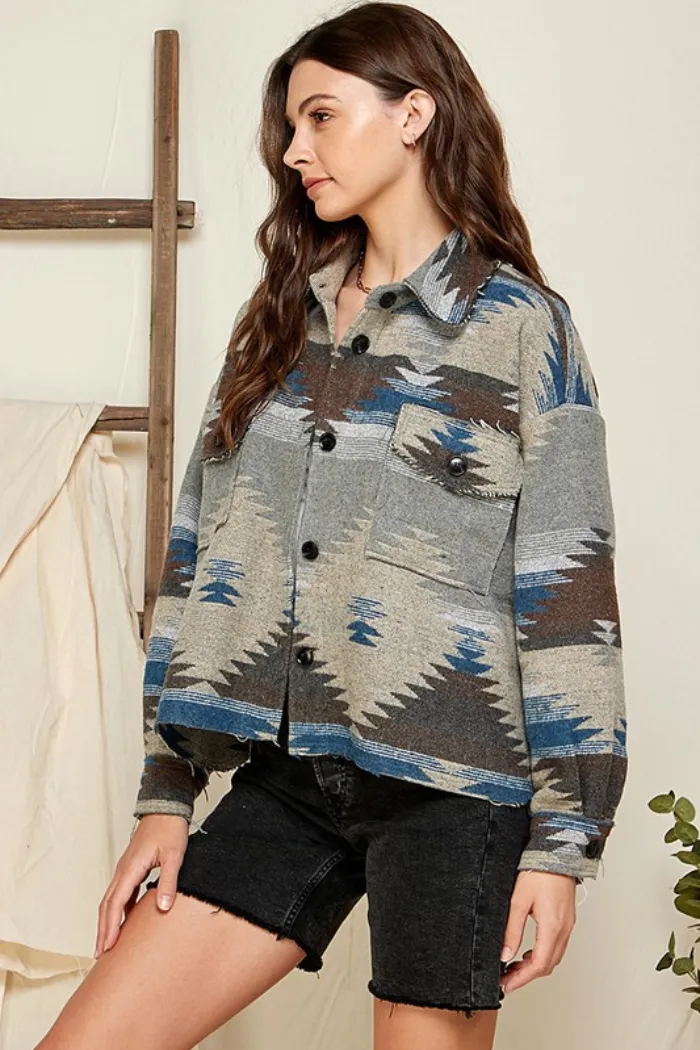 Plus Aztec/tribal Print Jacket