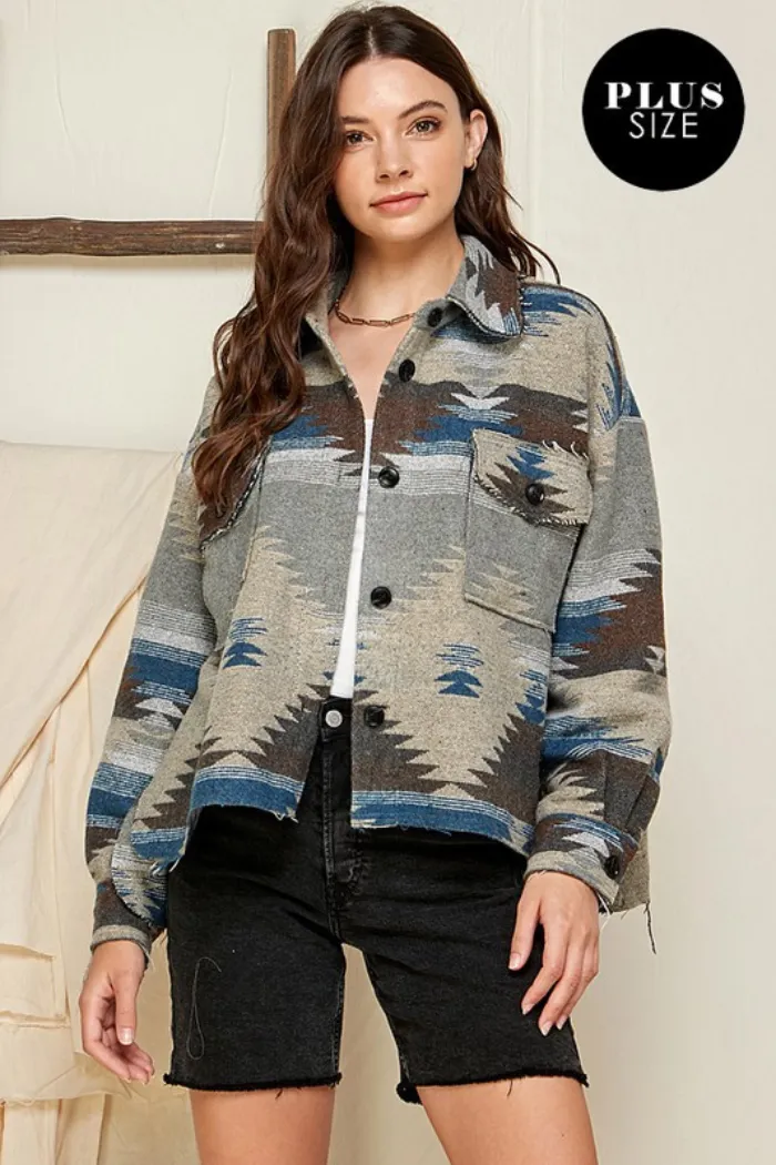 Plus Aztec/tribal Print Jacket