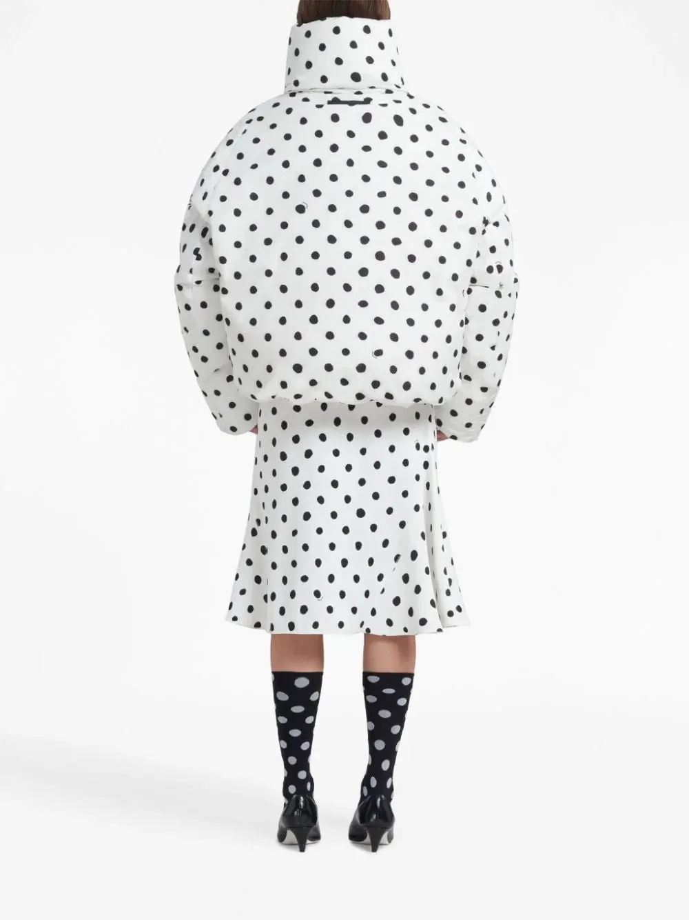 polka dot-print down jacket