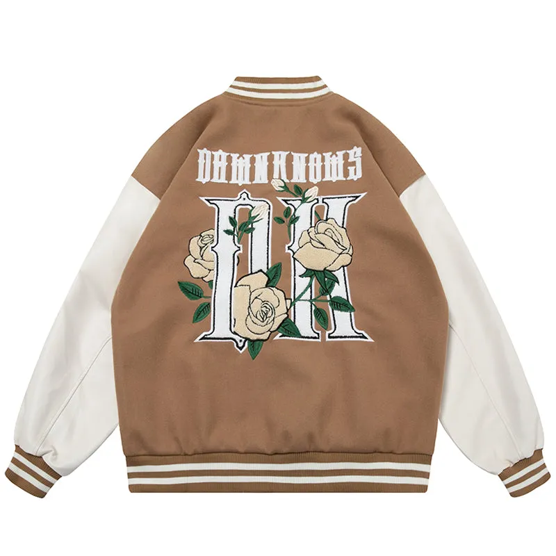 PopFlying Retro Letterman Varsity Jacket Rose