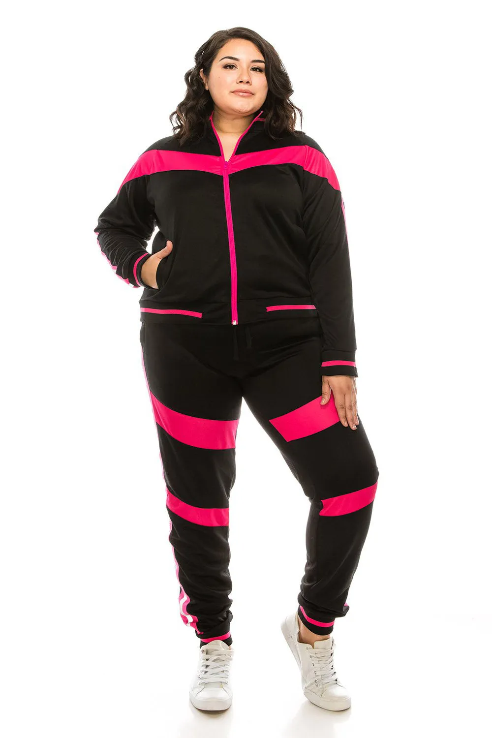 Reflective Neon Striped Track Suit