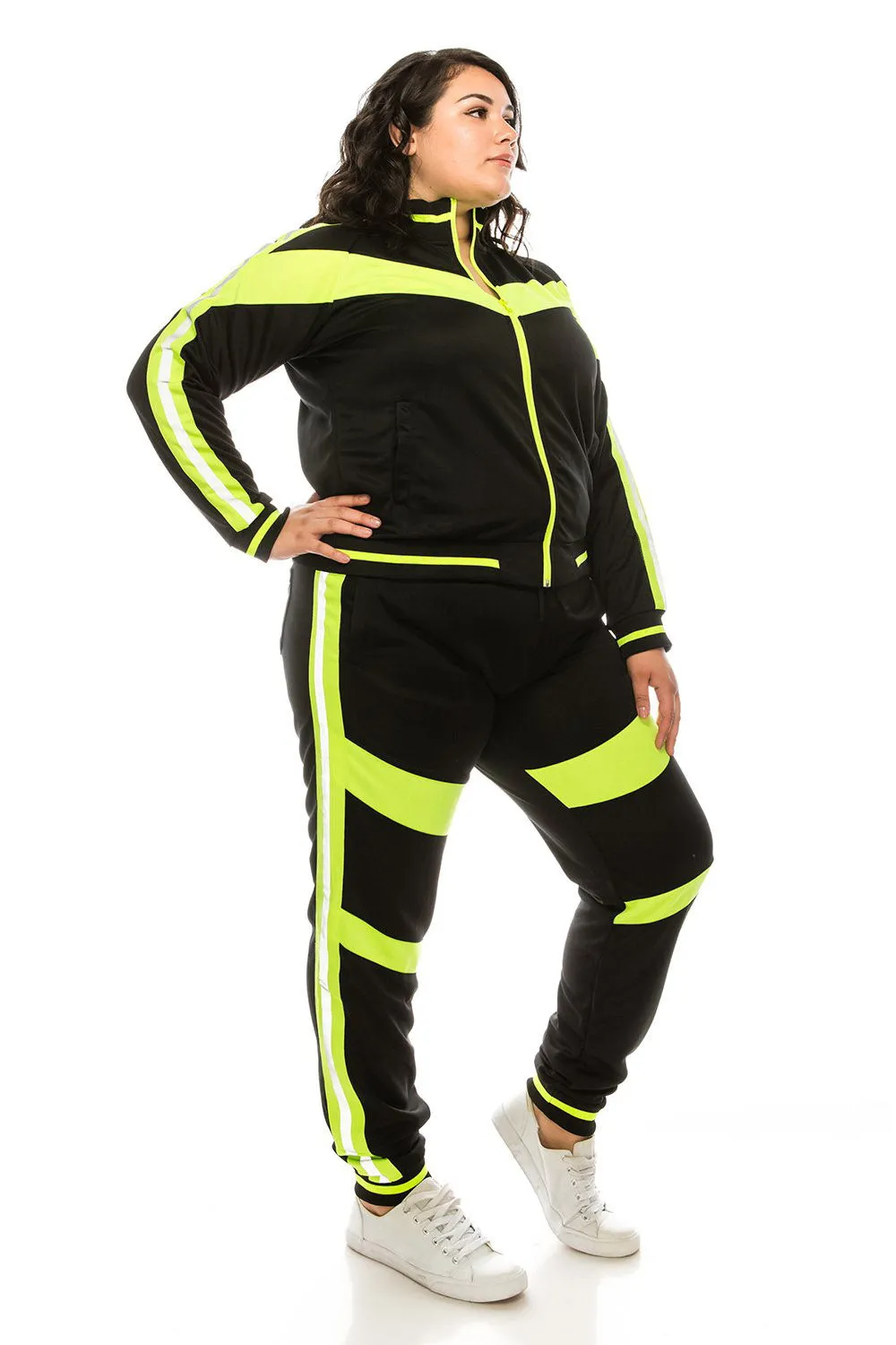 Reflective Neon Striped Track Suit