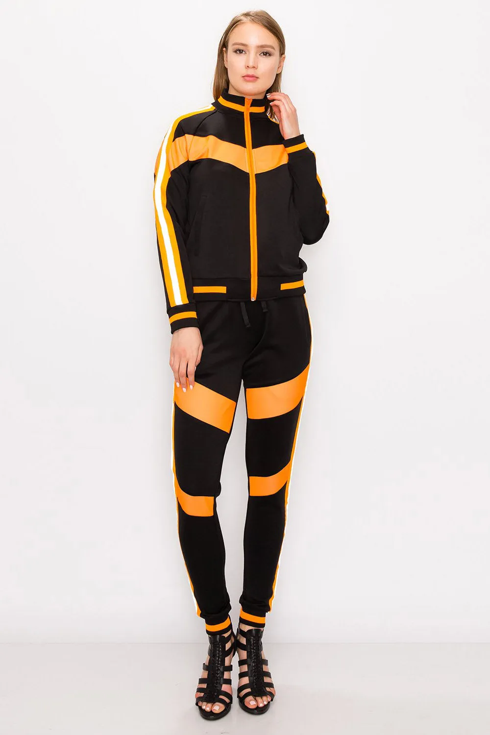 Reflective Neon Striped Track Suit