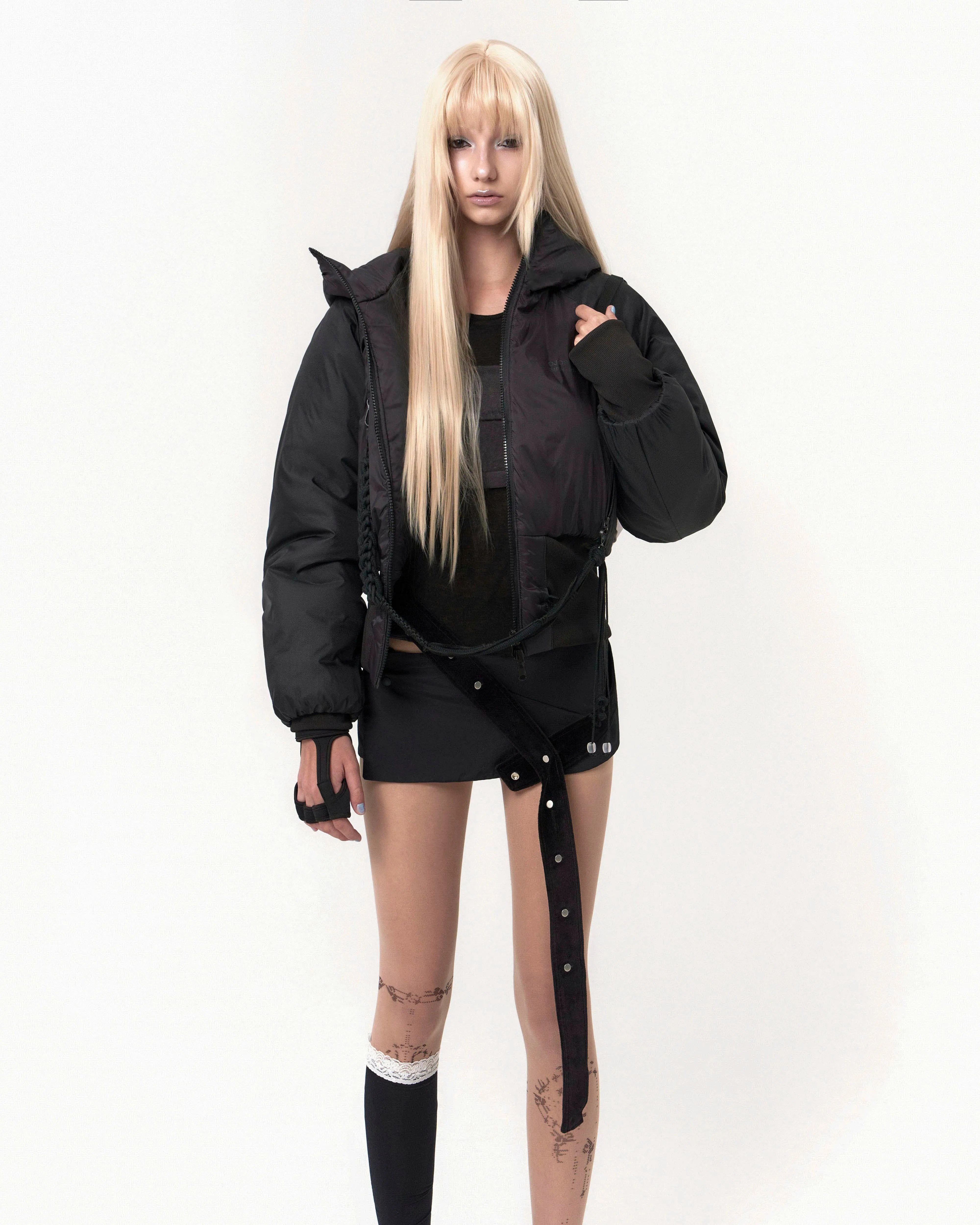 Reversible Short Padded Jacket Black