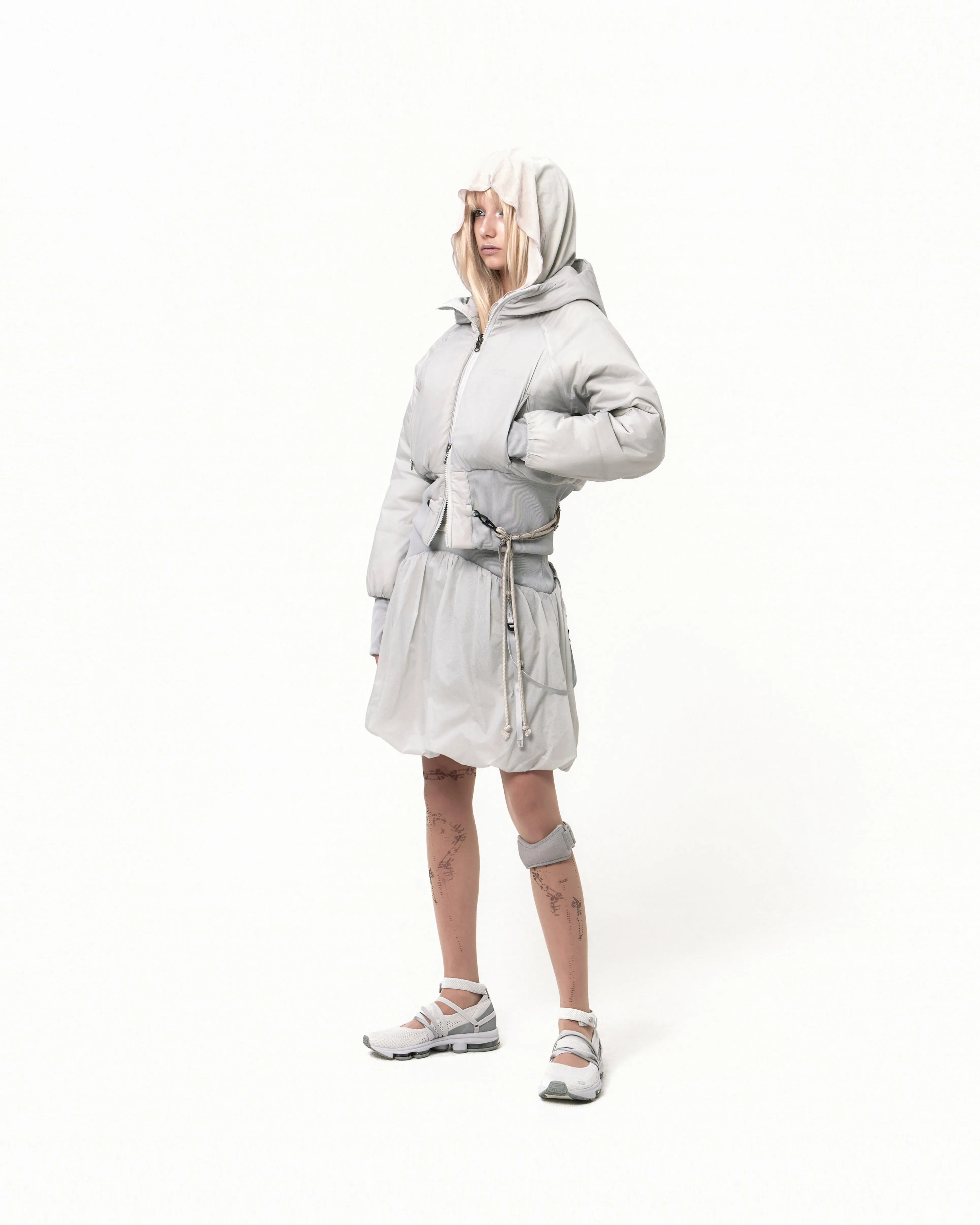 Reversible Short Padded Jacket Grey