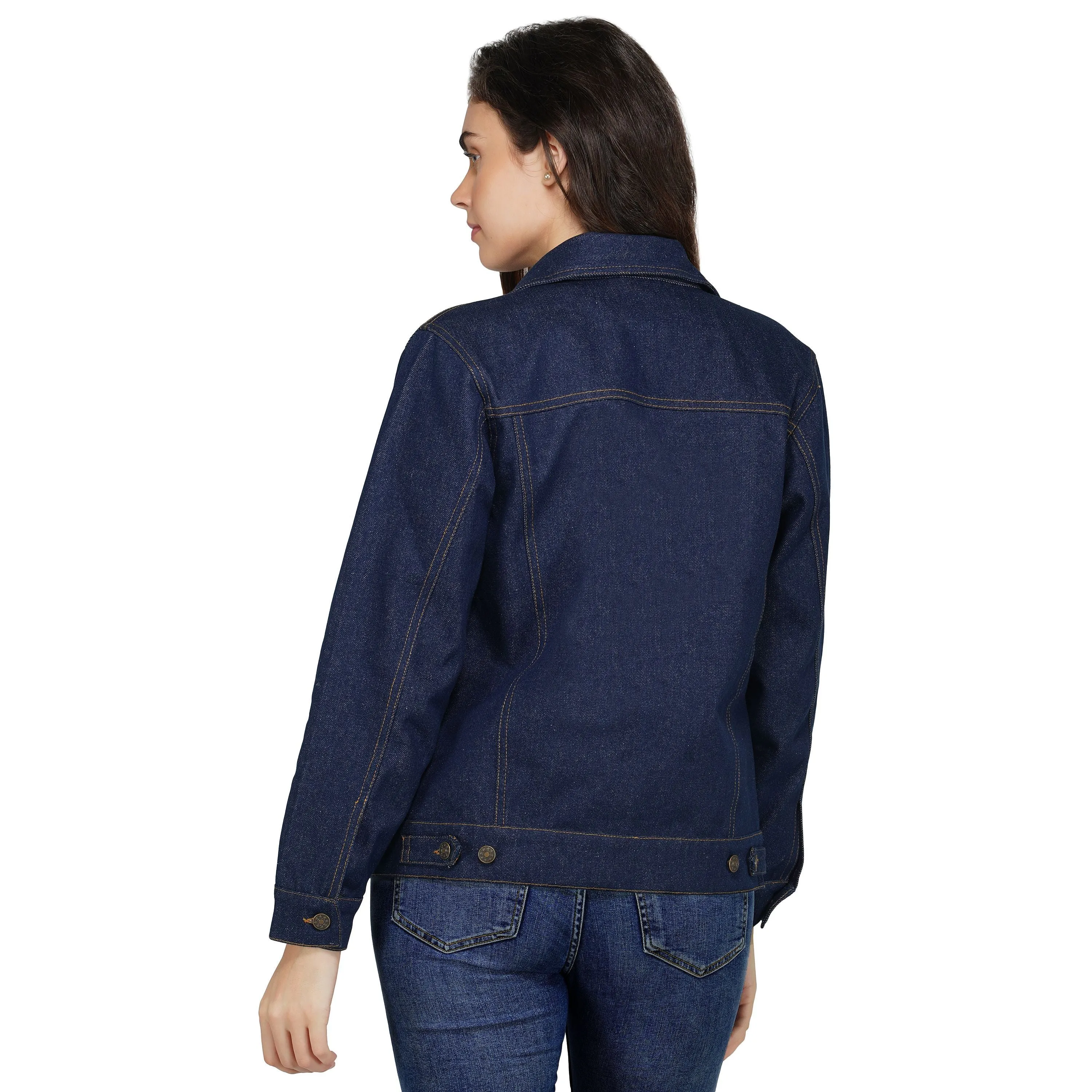 SLAY. Women's Navy Blue Button-Down Denim Jacket